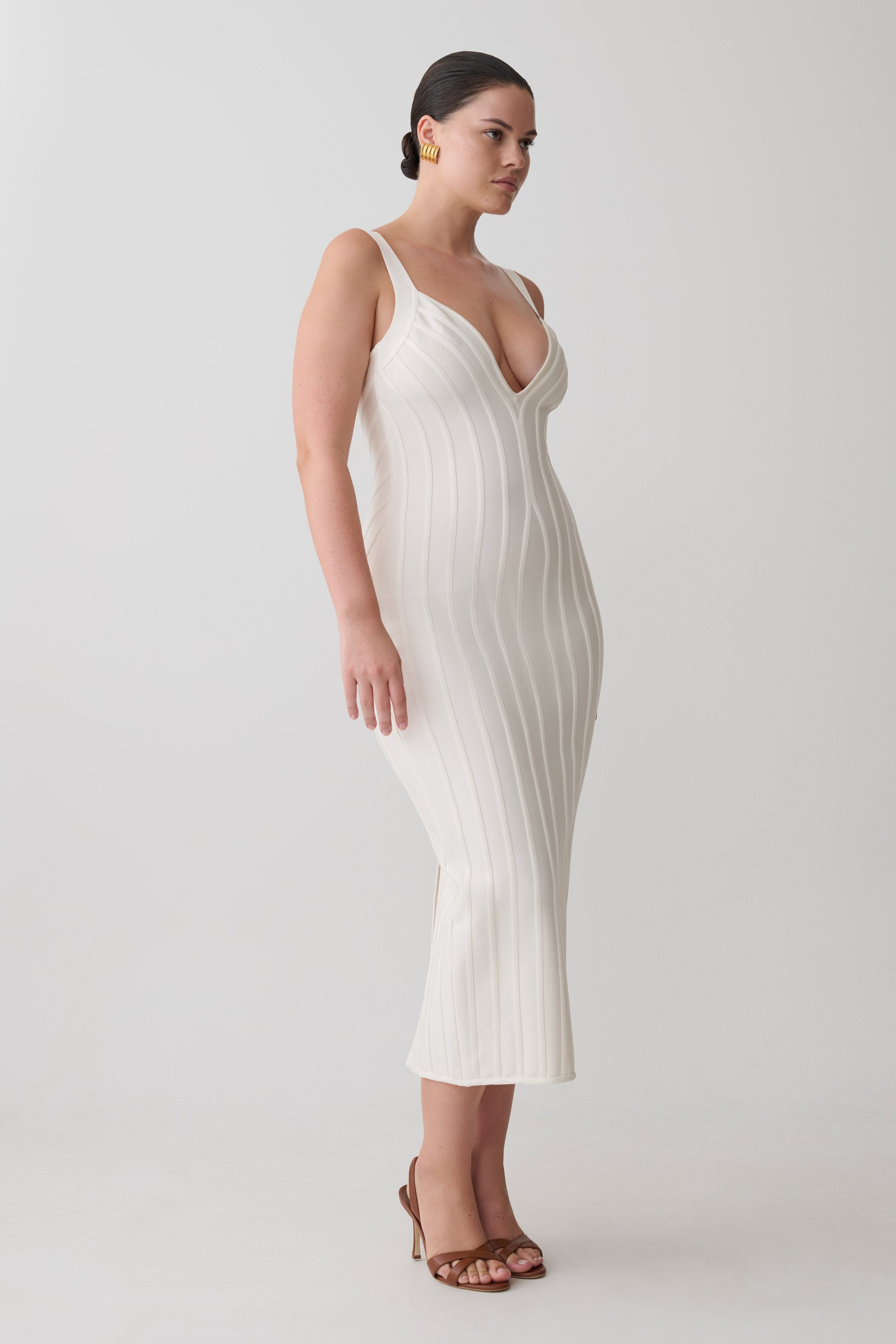 Gia Bandage Knit Midi Dress - Ivory #4