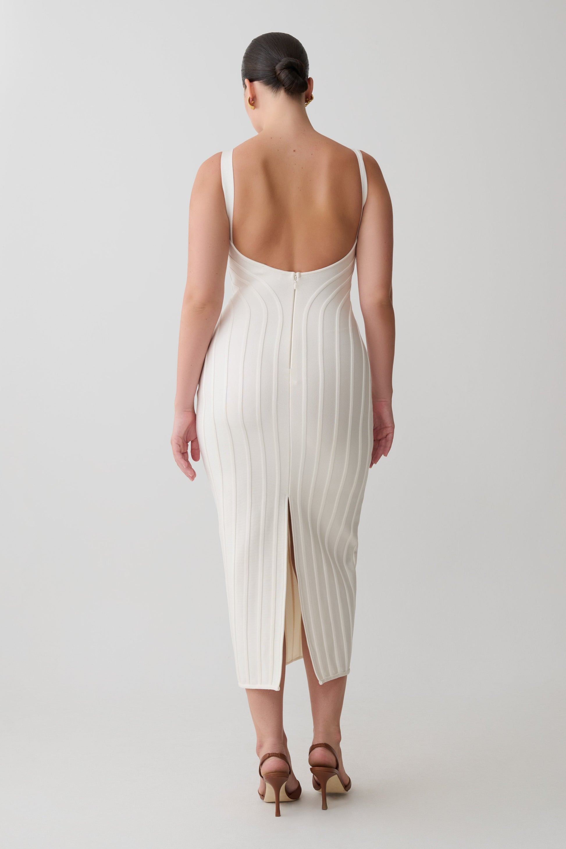 Gia Bandage Knit Midi Dress - Ivory #5