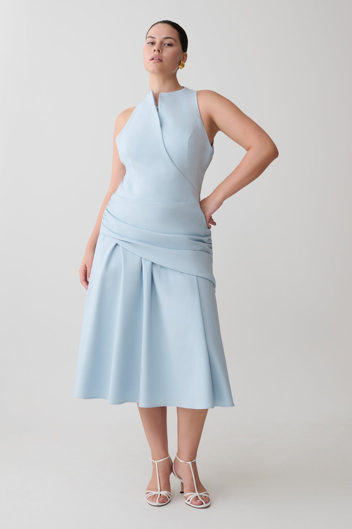 Emily Wrapped Waist Midi Dress - Sky Blue #5