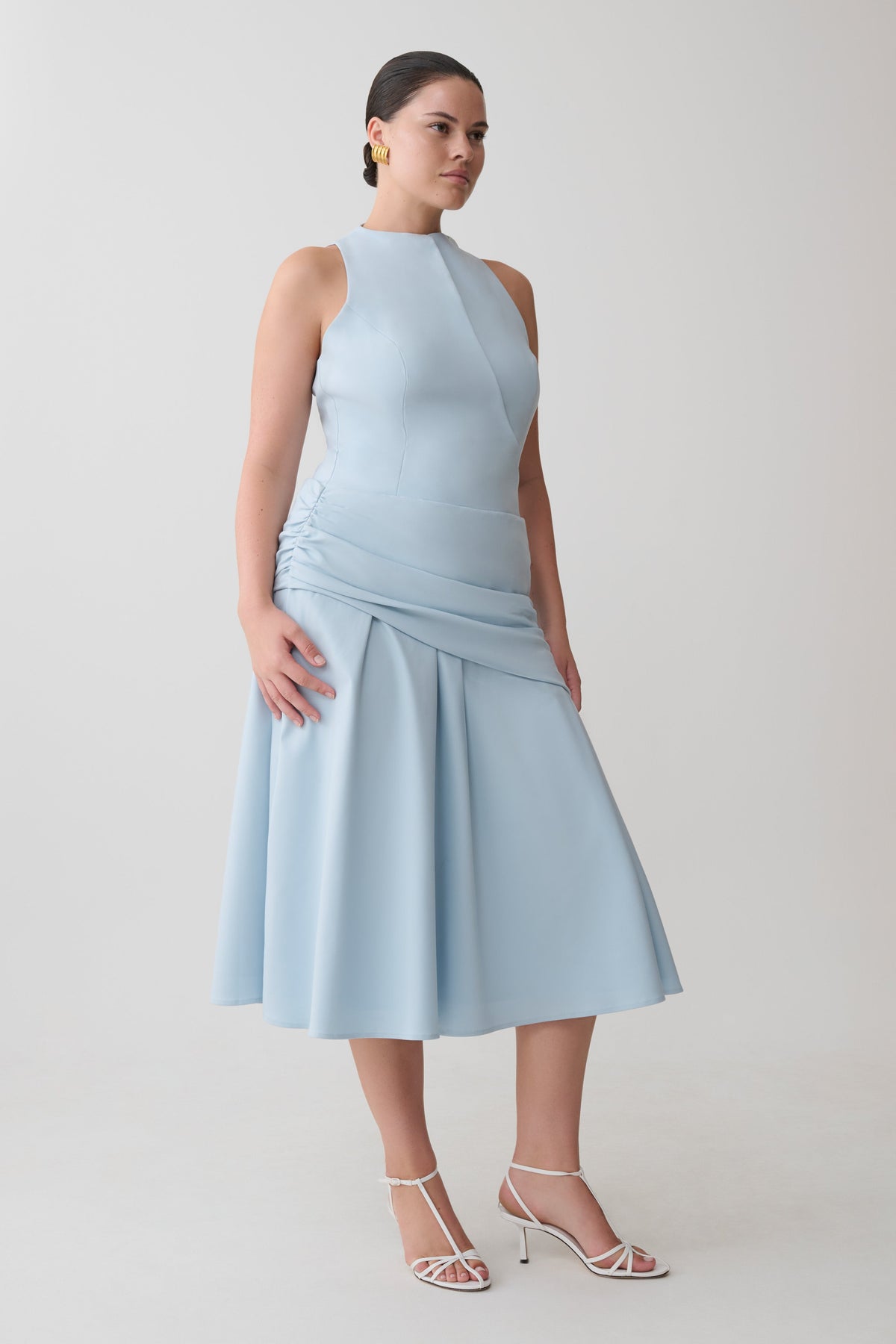 Emily Wrapped Waist Midi Dress - Sky Blue #7