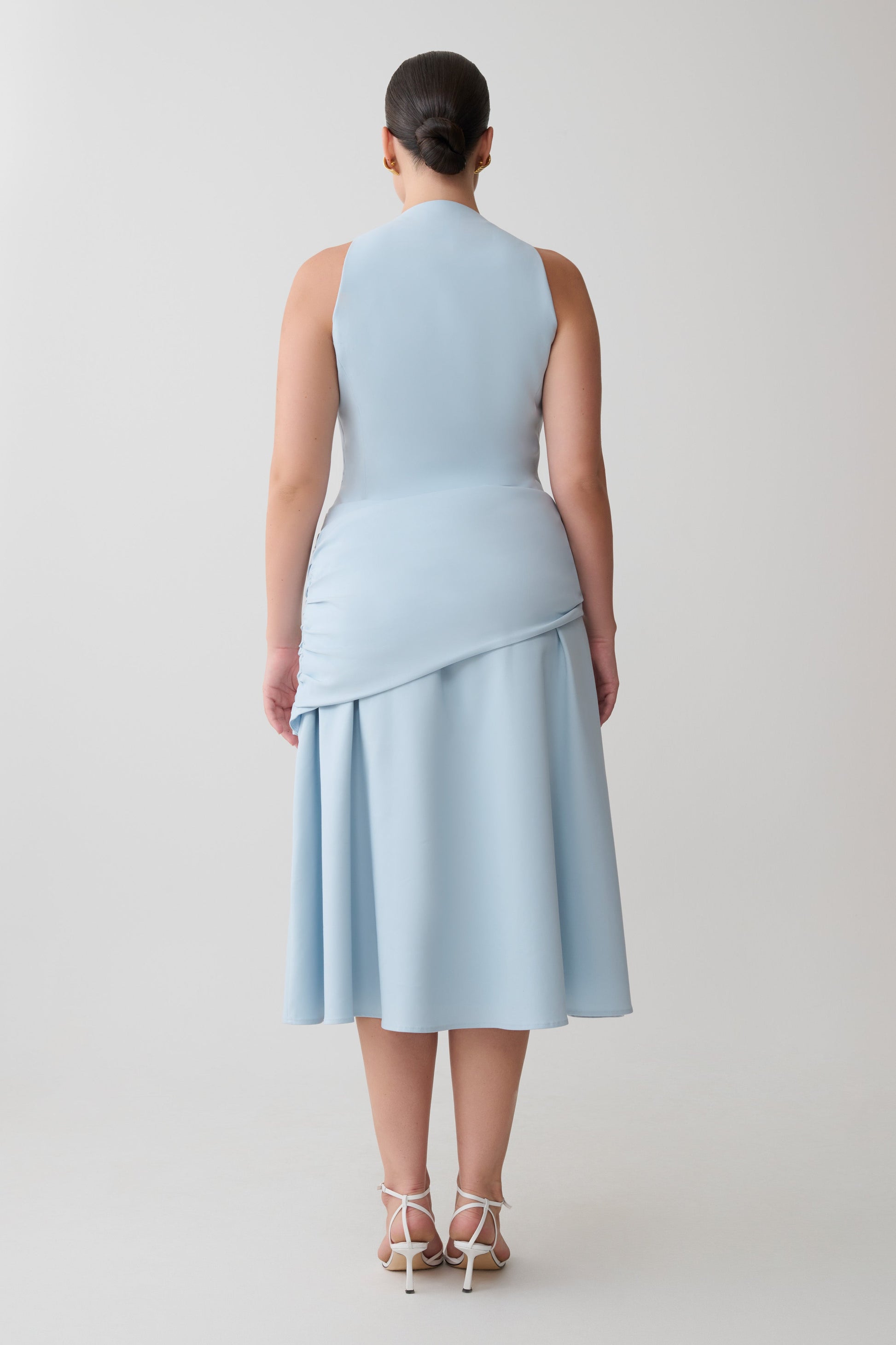 Emily Wrapped Waist Midi Dress - Sky Blue #6