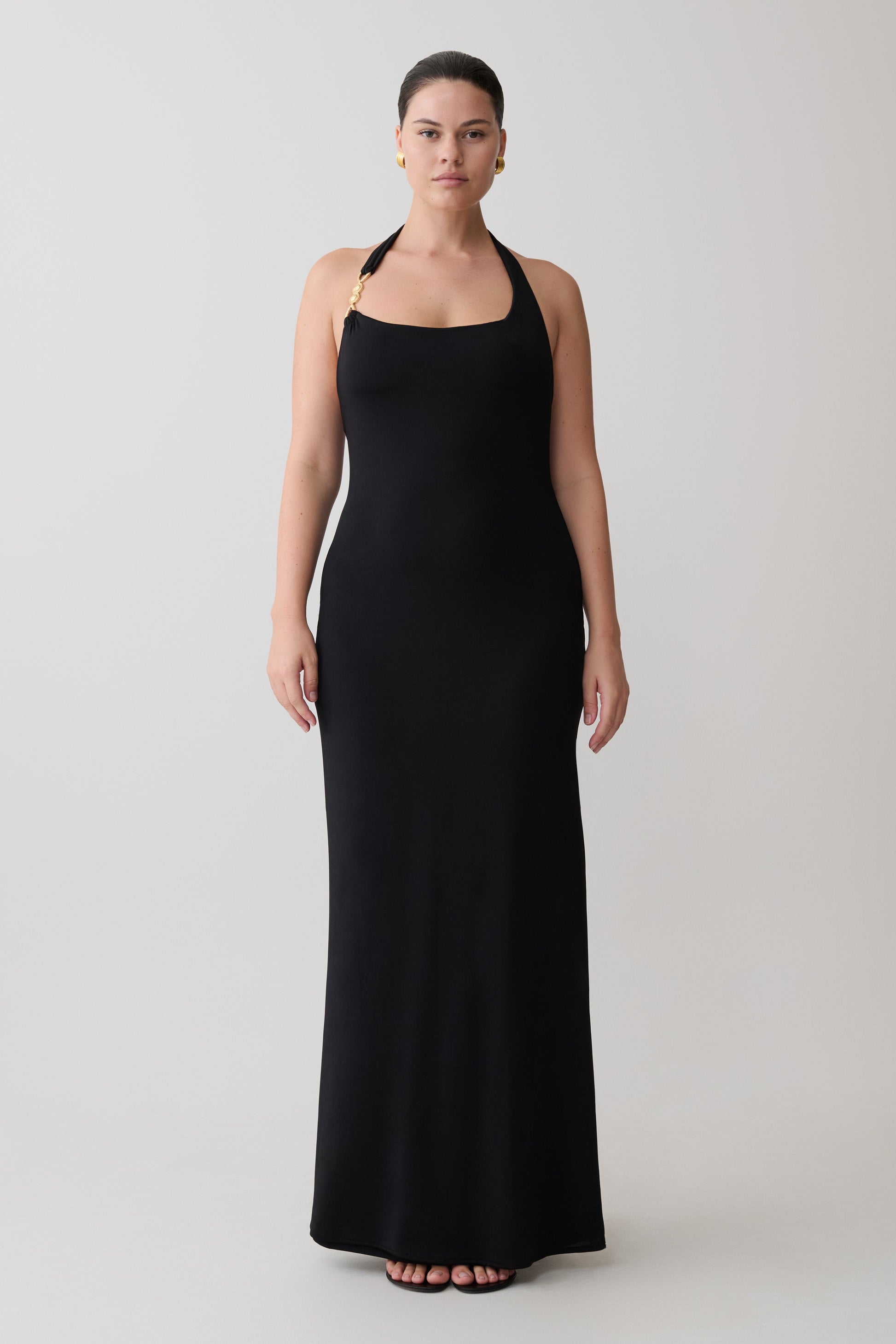 Khanh Slinky Halter Maxi Dress - Black #5