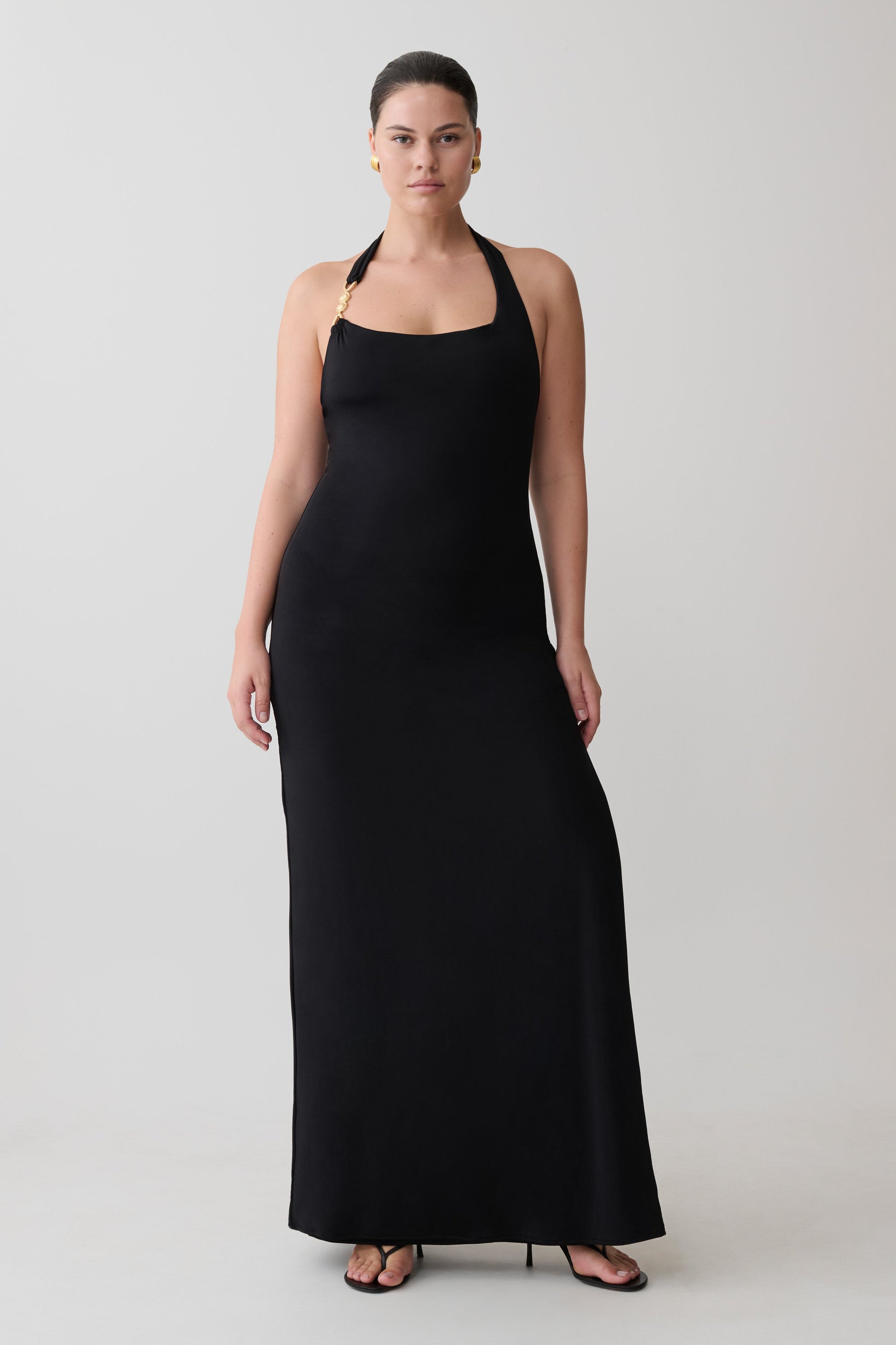 Khanh Slinky Halter Maxi Dress - Black #8