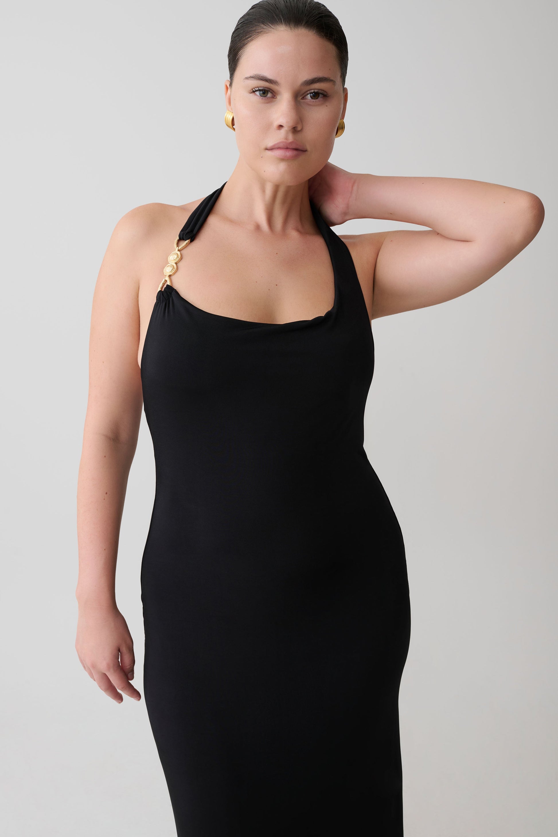 Khanh Slinky Halter Maxi Dress - Black #7