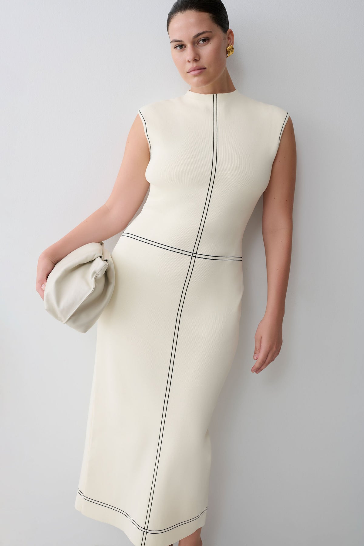 Malone Bandage Knit Midi Dress - Ivory #8