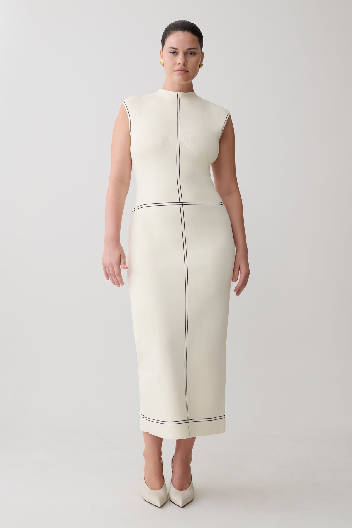 Malone Bandage Knit Midi Dress - Ivory #5