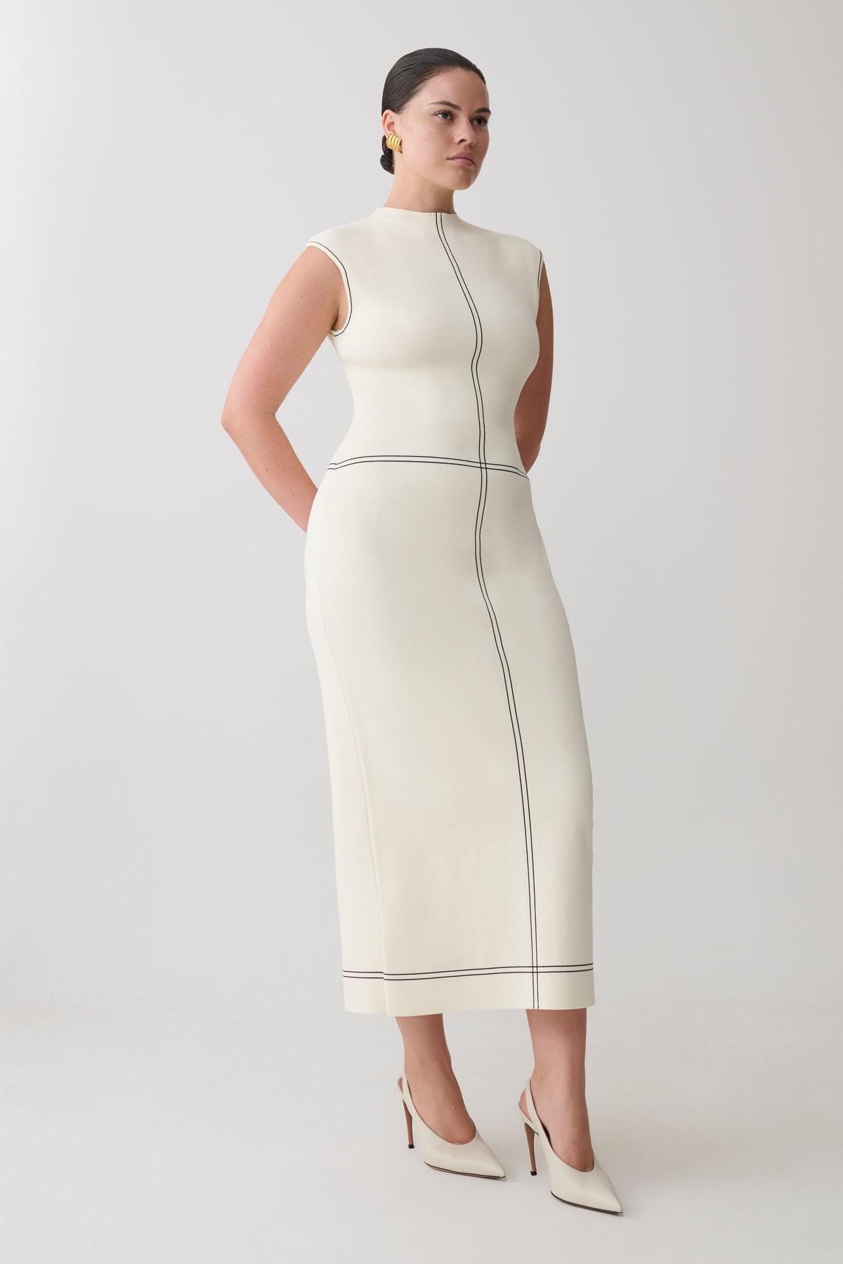 Malone Bandage Knit Midi Dress - Ivory #7