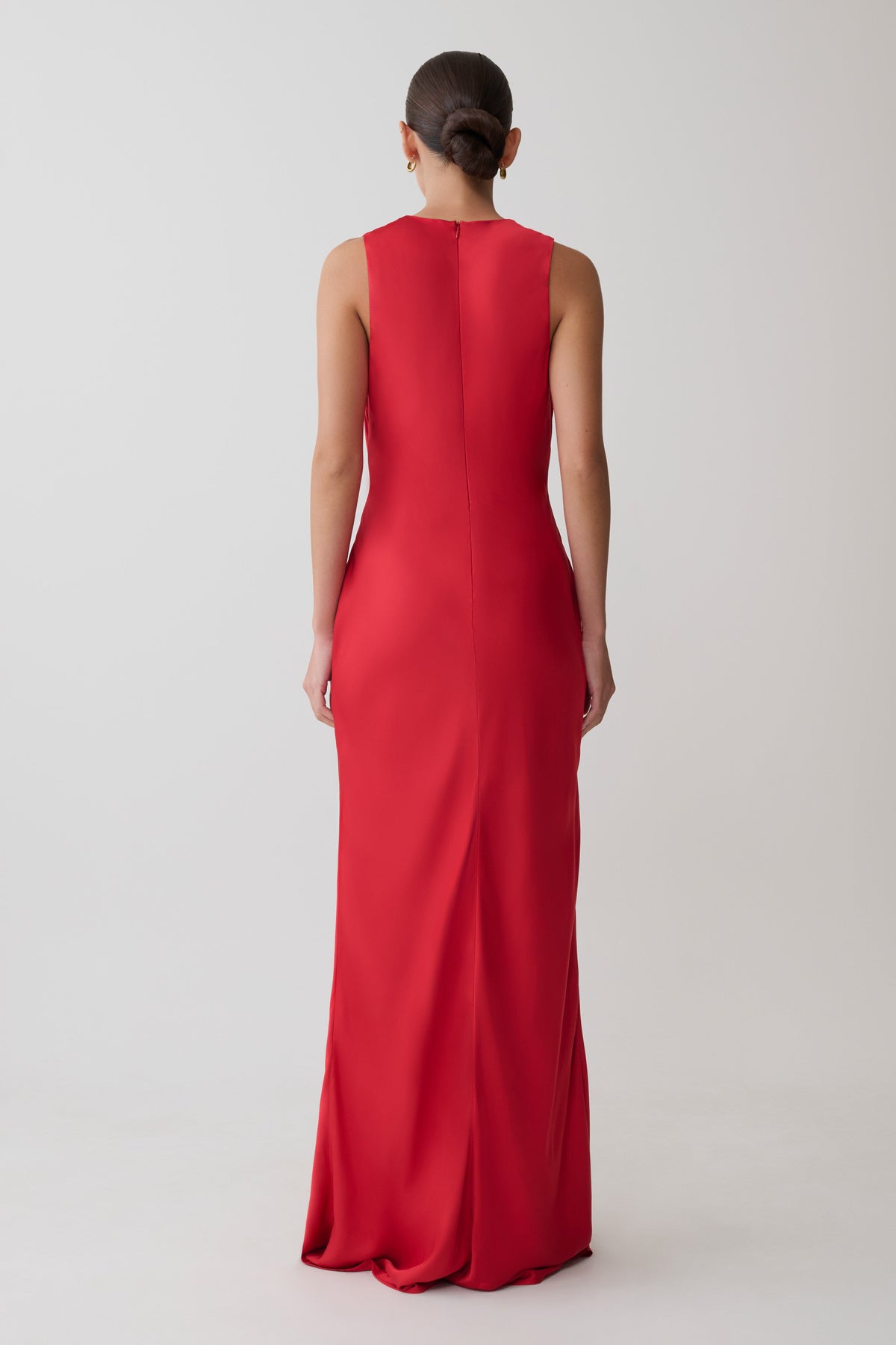 Esme Plunge Satin Maxi Dress - Red #2