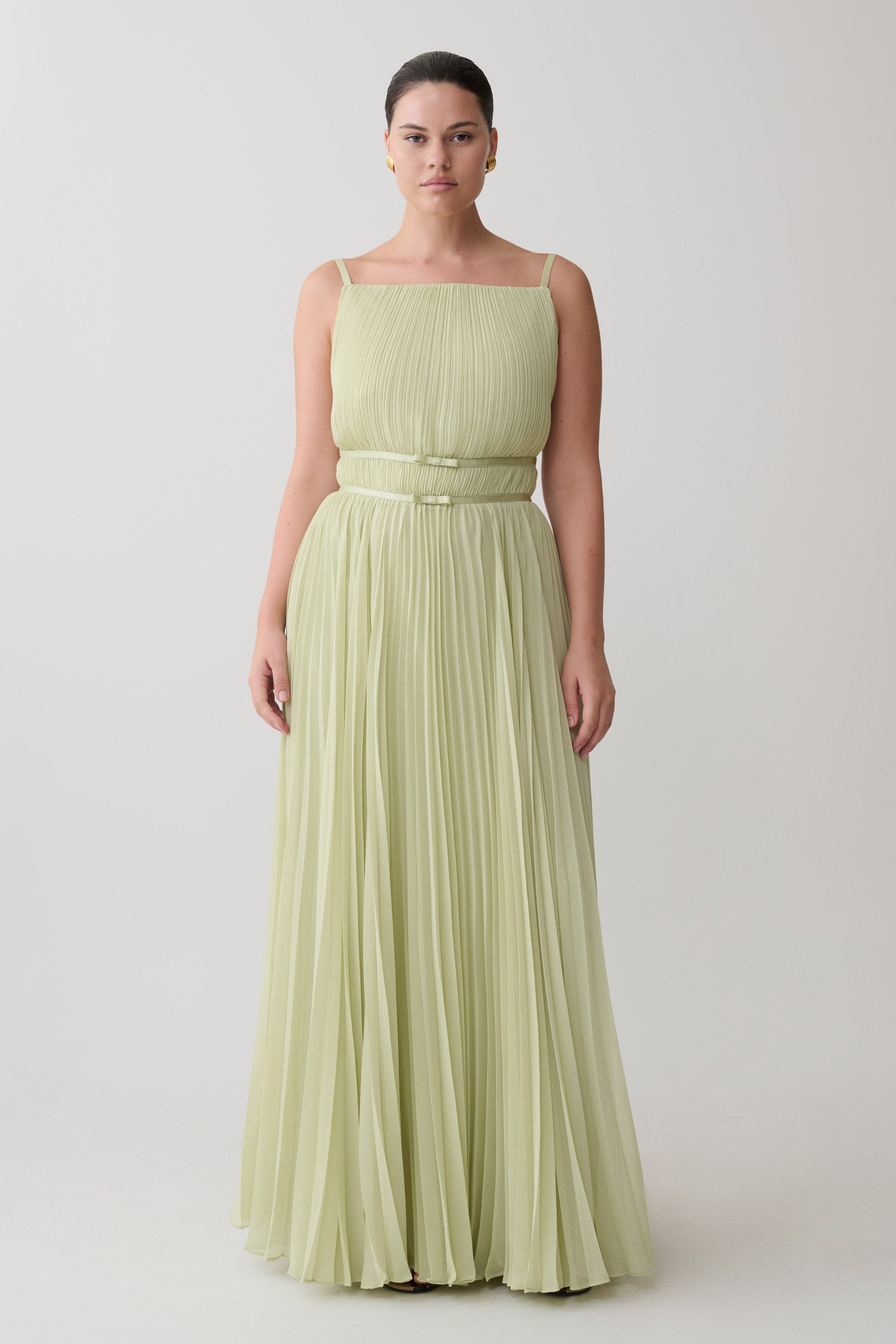 Clarisse Pleated Maxi Dress - Sage | MESHKI UK Clarisse Pleated Maxi Dress - Sage | MESHKI UK