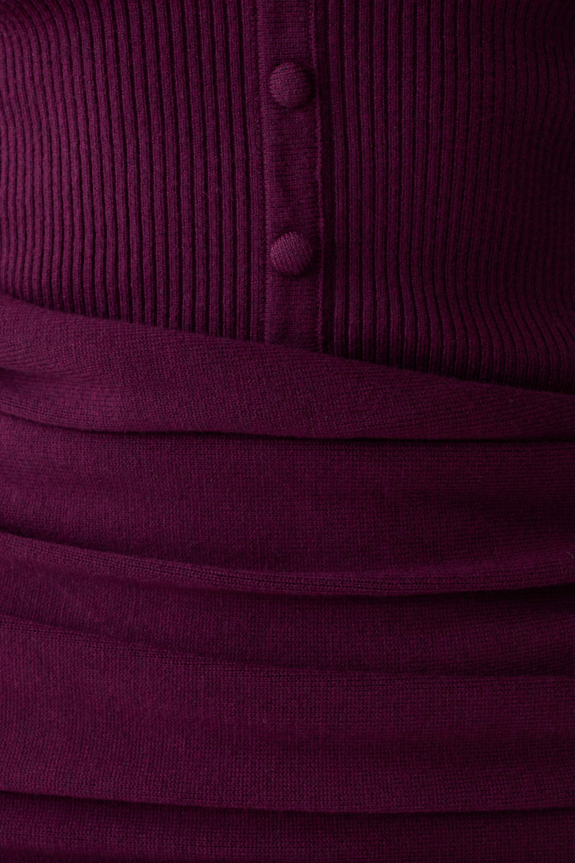 Agness Long Sleeve Button Up Knit Dress - Plum #7