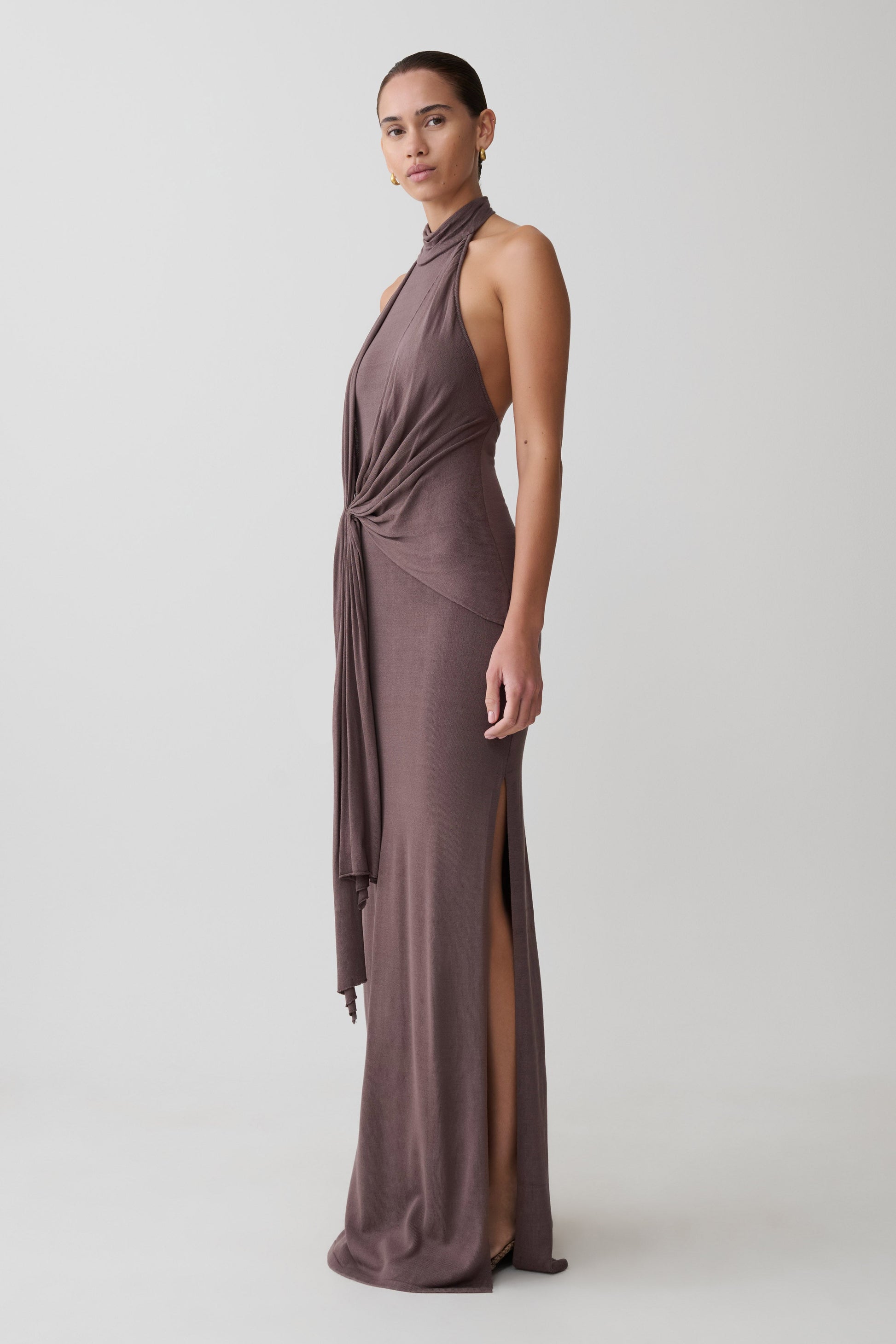 Cindylou Halter Knit Maxi Dress - Peppercorn #5