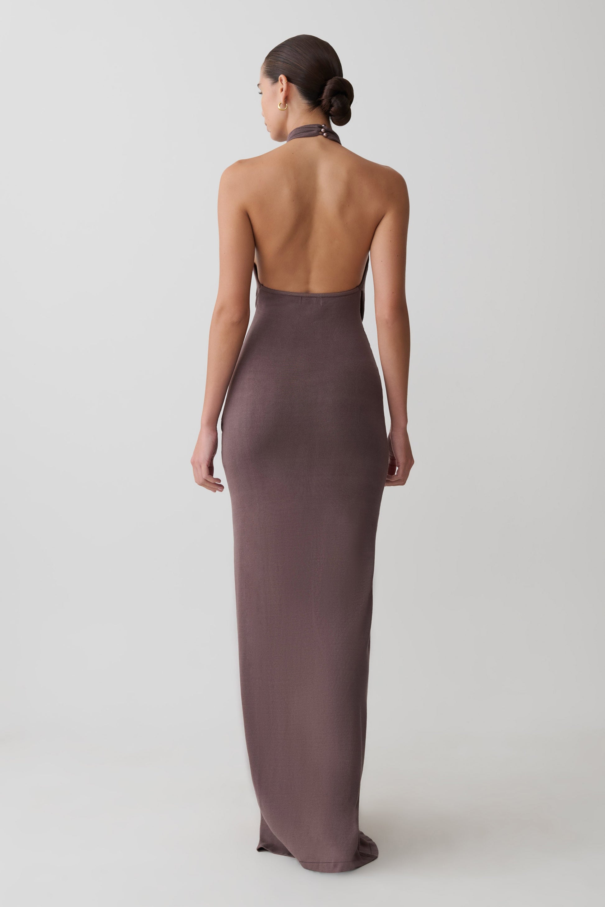 Cindylou Halter Knit Maxi Dress - Peppercorn #3