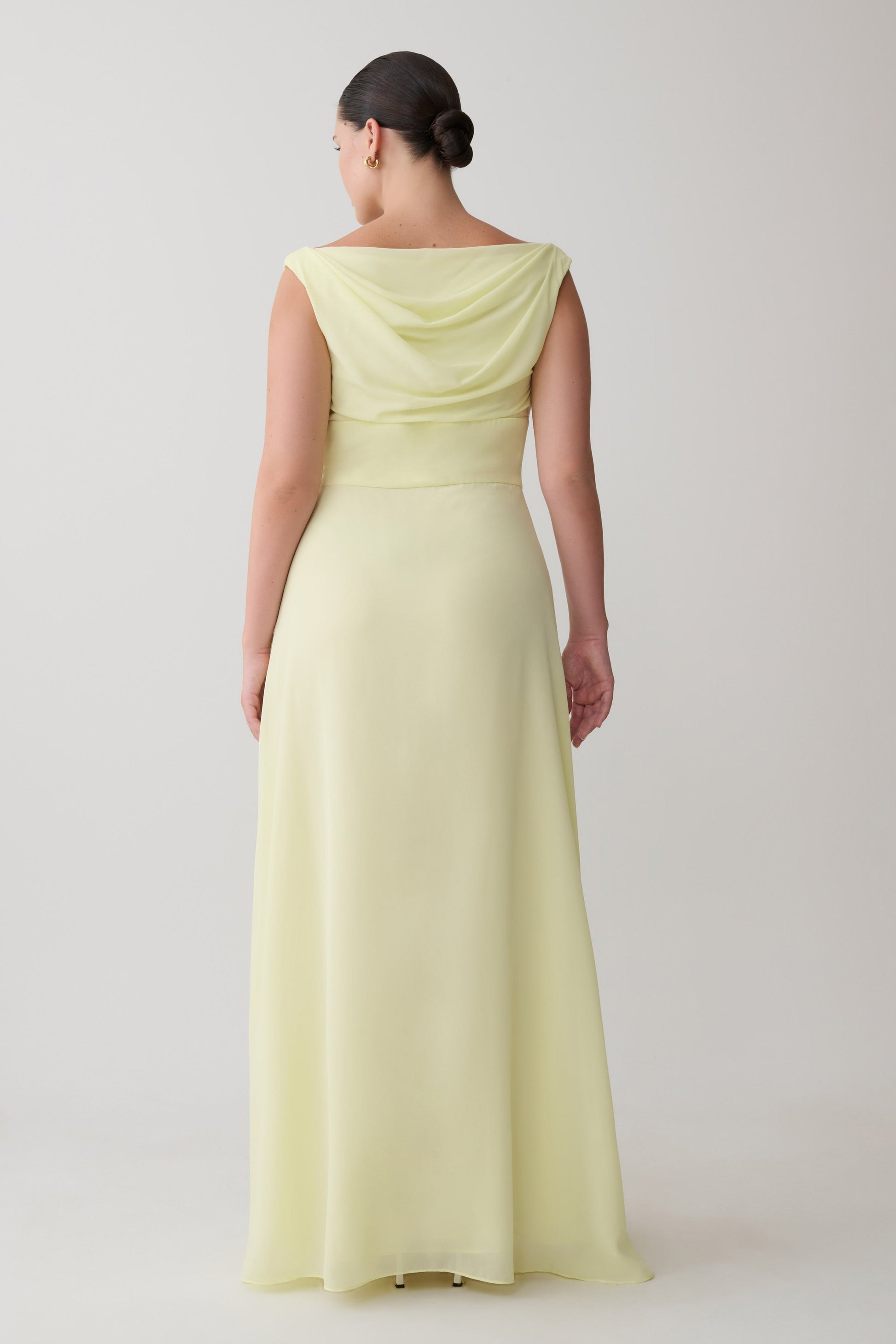 Mabel Off Shoulder Chiffon Maxi Dress - Lemon #3