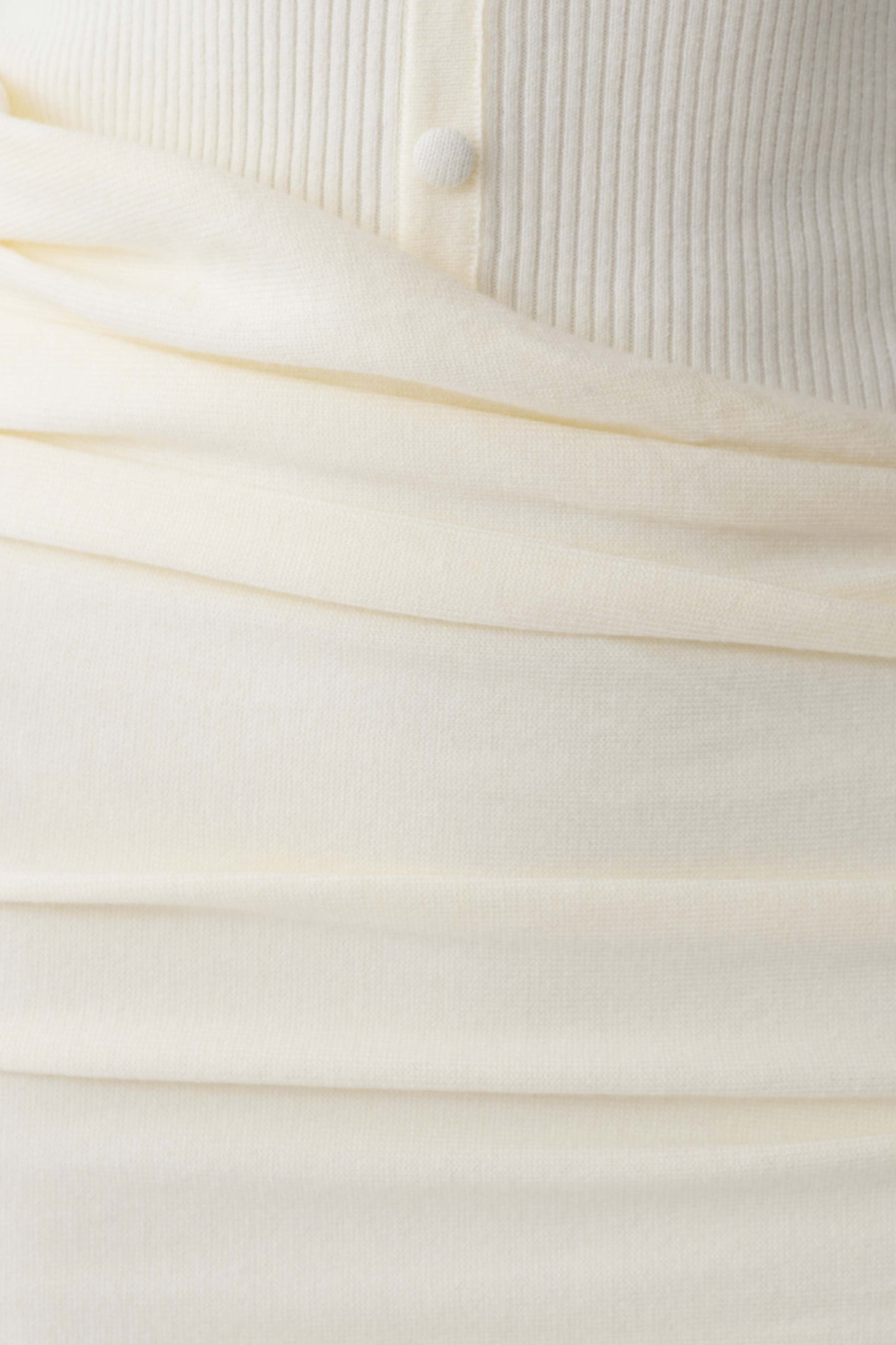 Agness Long Sleeve Button Up Knit Dress - Ivory #7