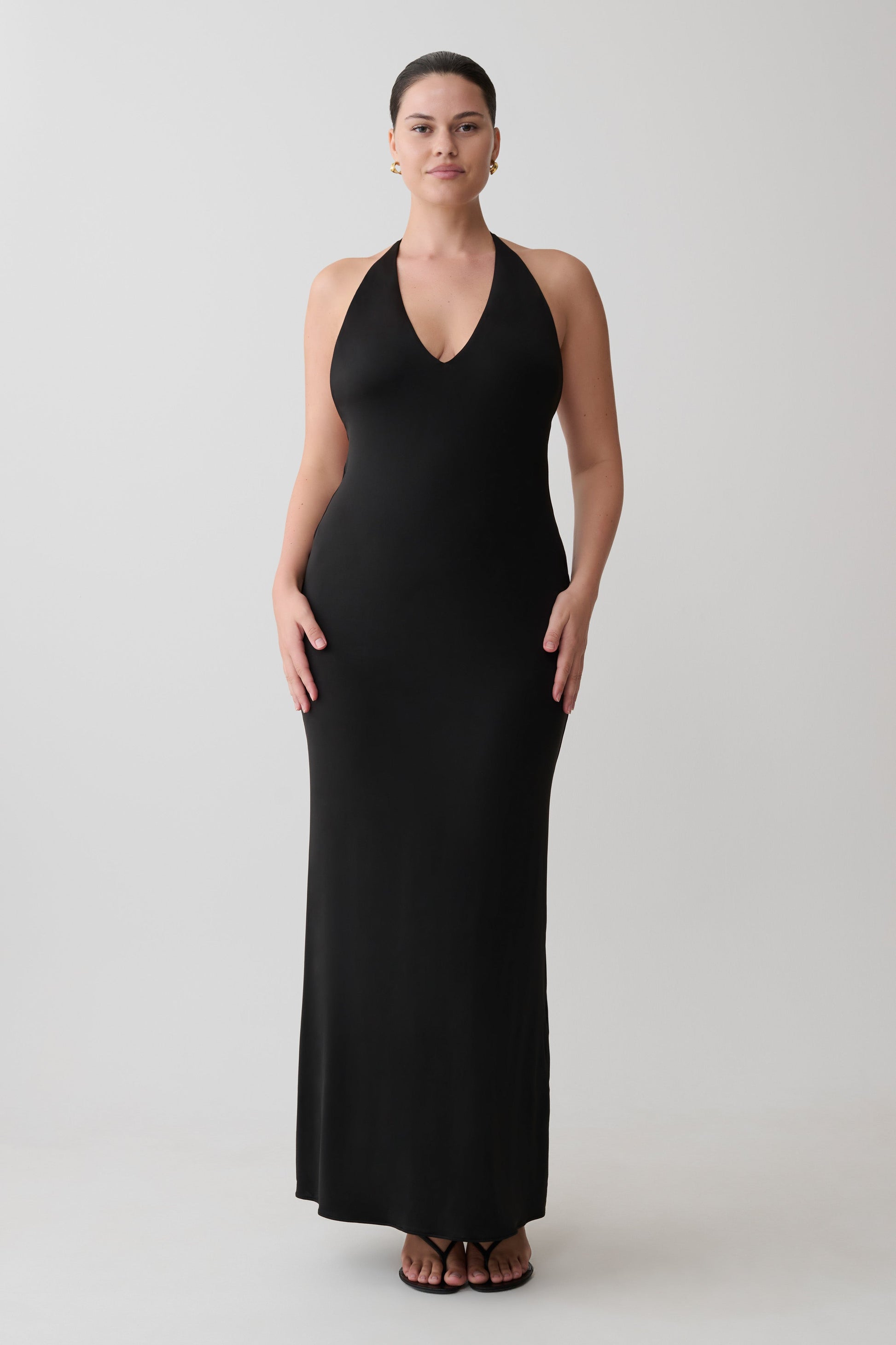 Hana Slinky Plunge Maxi Dress - Black #10