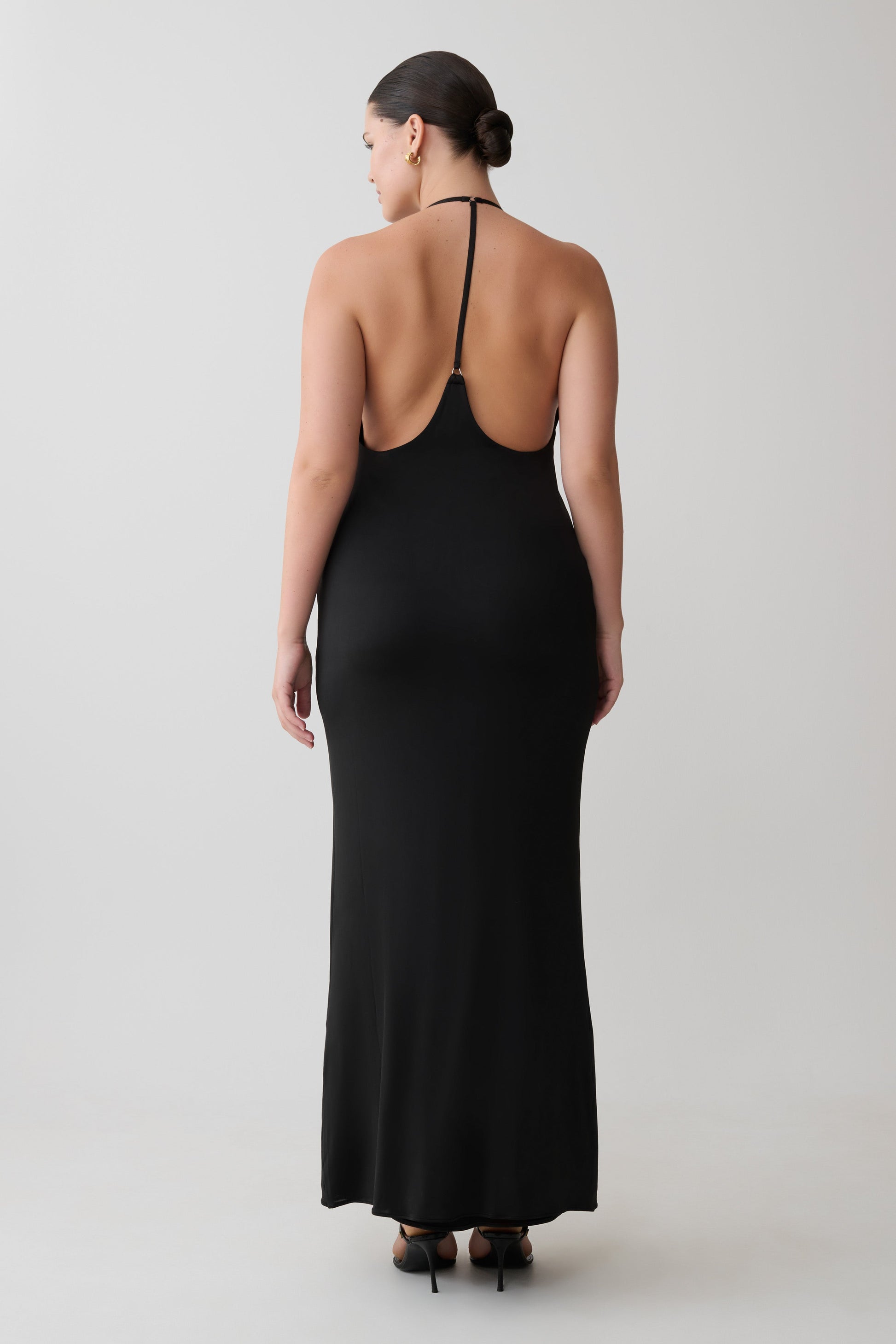 Hana Slinky Plunge Maxi Dress - Black #8