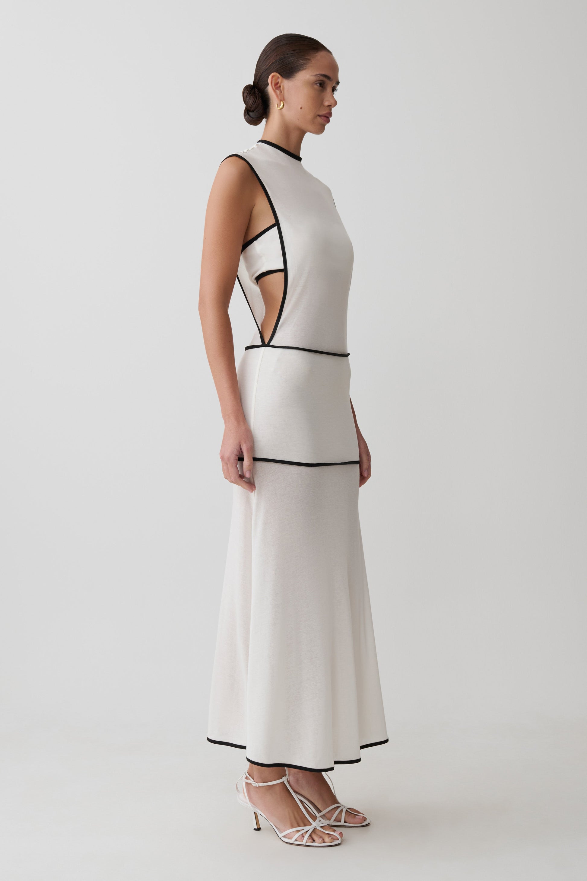 Aris Sleeveless Sheer Maxi Dress - Black/White #3