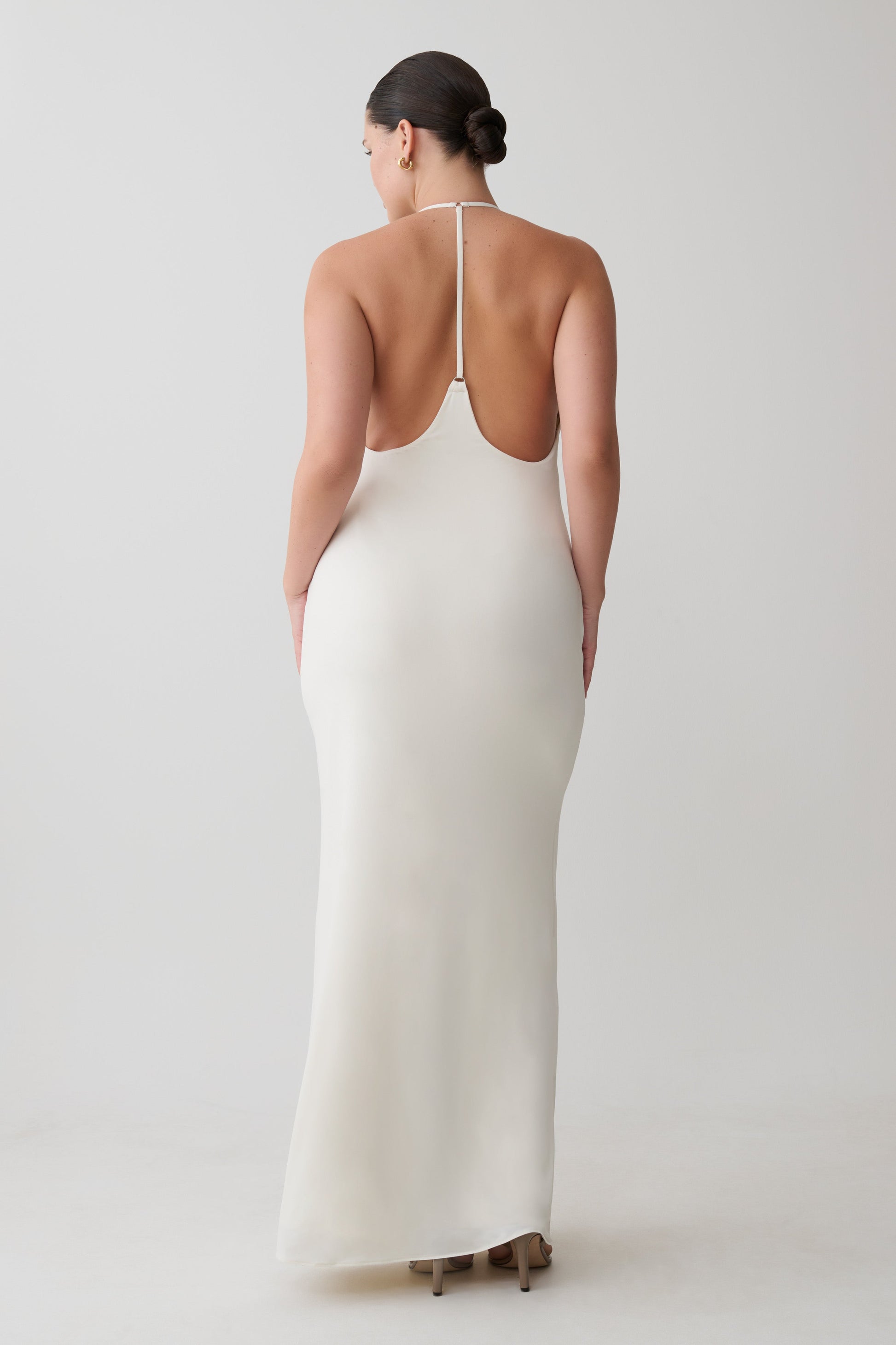 Hana Slinky Plunge Maxi Dress - Ivory #11