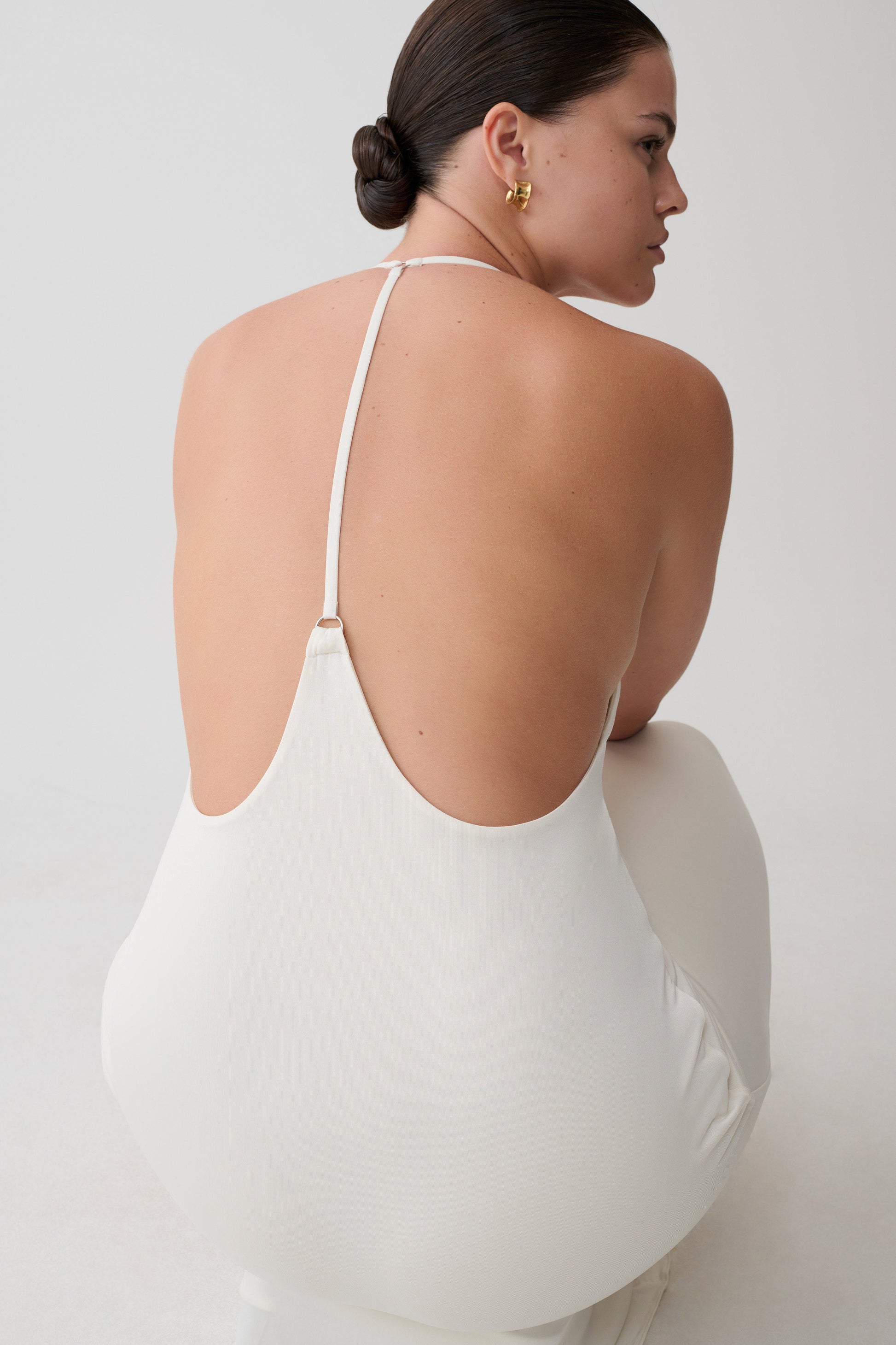 Hana Slinky Plunge Maxi Dress - Ivory #8
