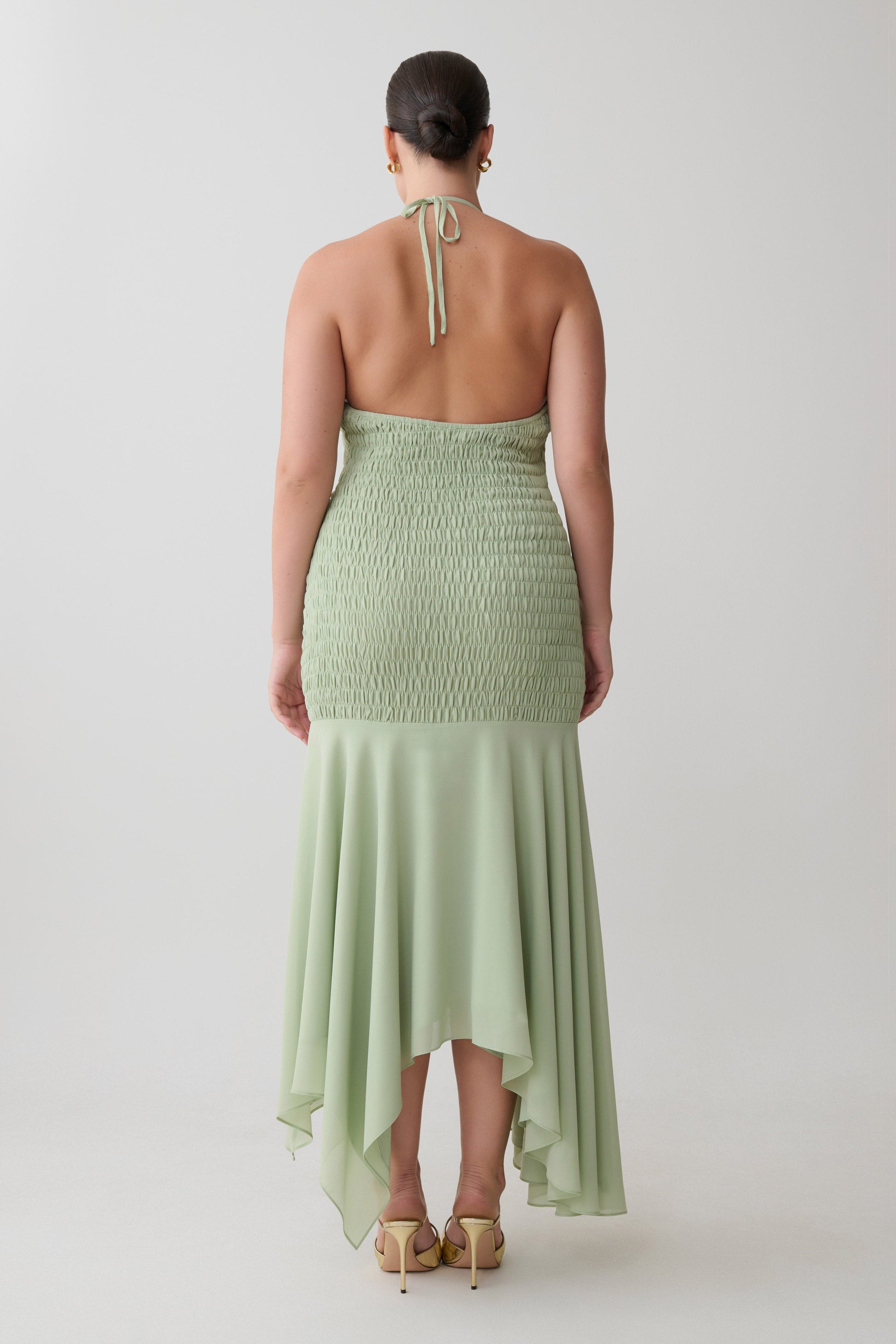 Evelyn Shirred Chiffon Maxi Dress - Sage #7