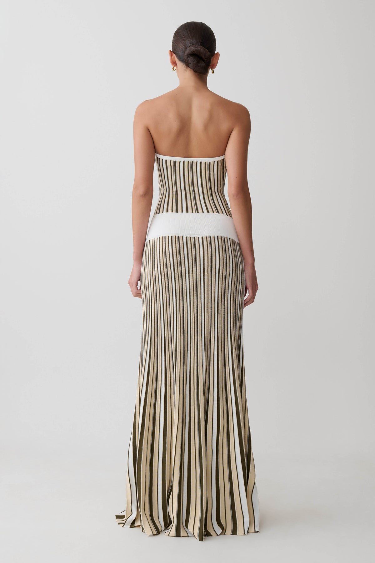 Joyce Stripe Maxi Knit Dress - Khaki/Ivory #2