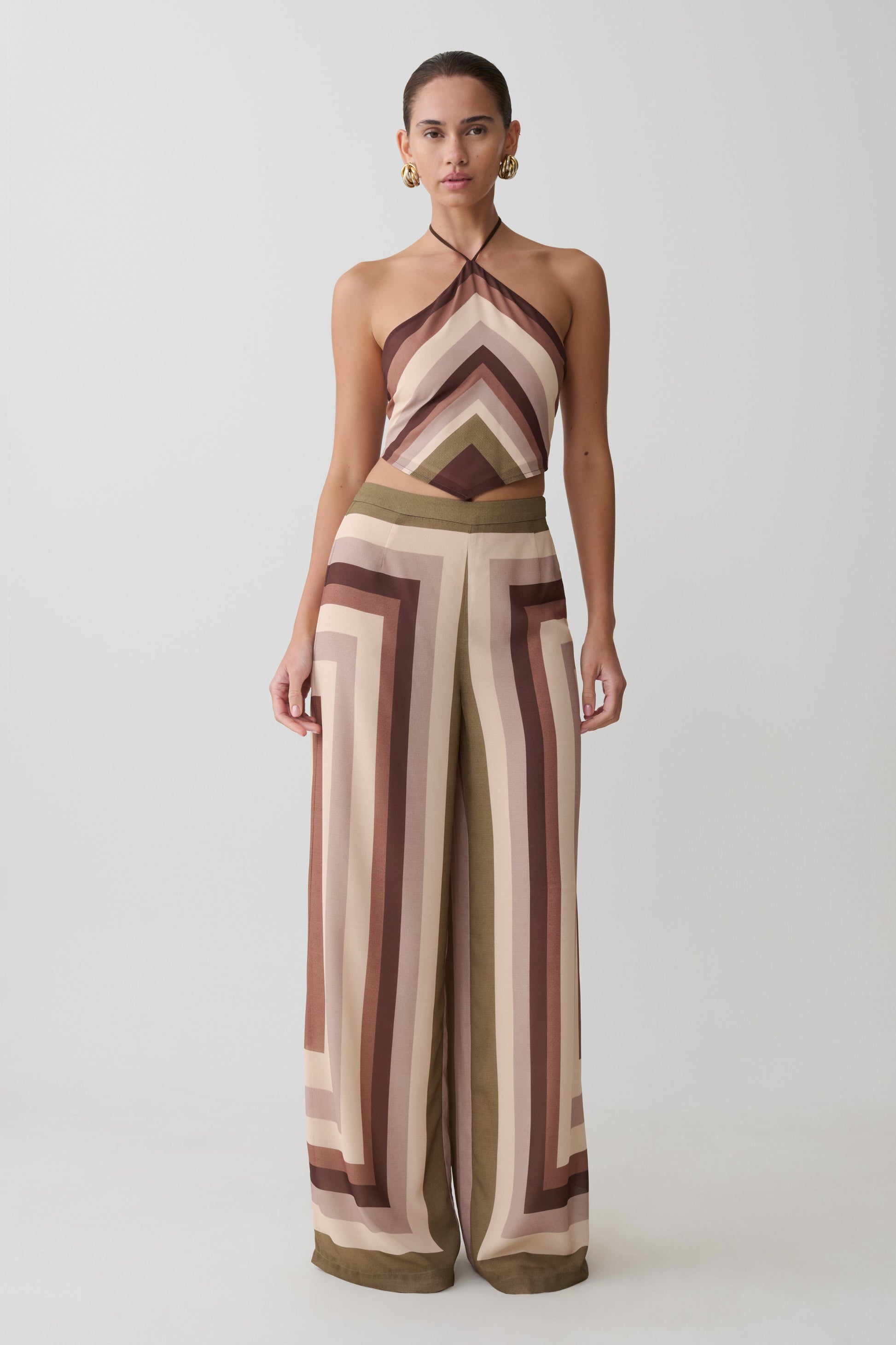 Rachel Chiffon Straight Leg Pants - Multi Stripe #3