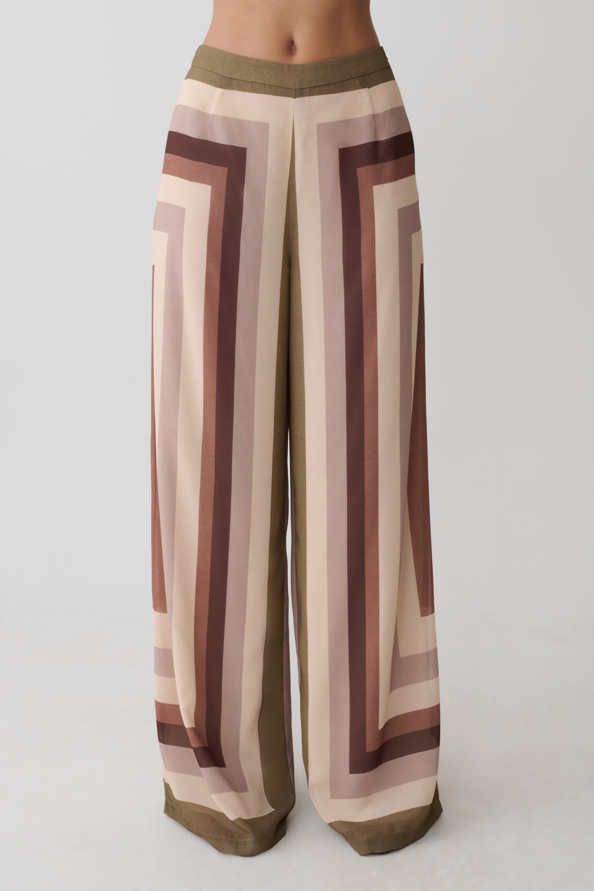 Rachel Chiffon Straight Leg Pants - Multi Stripe #5