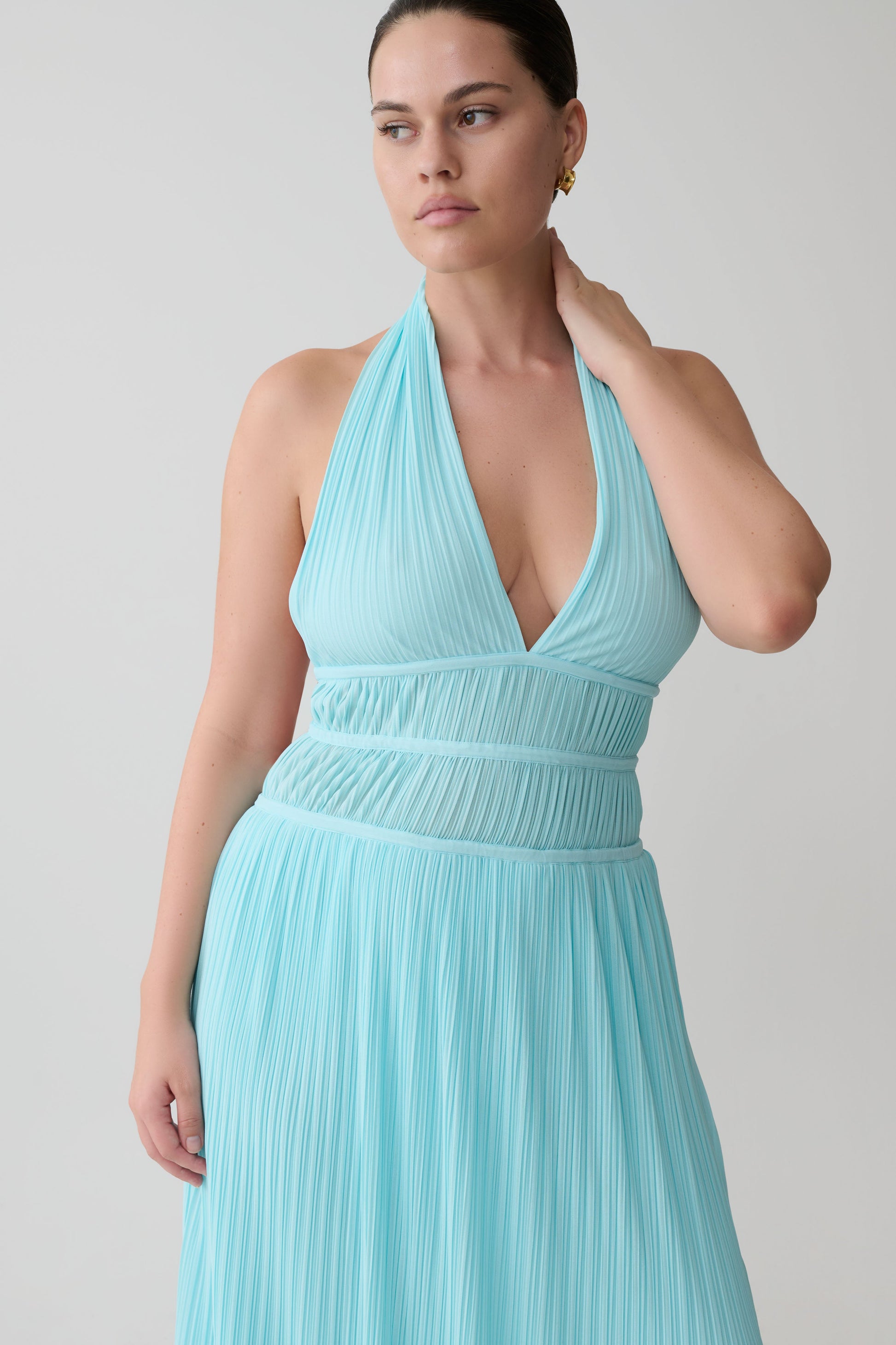 Thien Cowl Halter Midi Dress - Blue #5