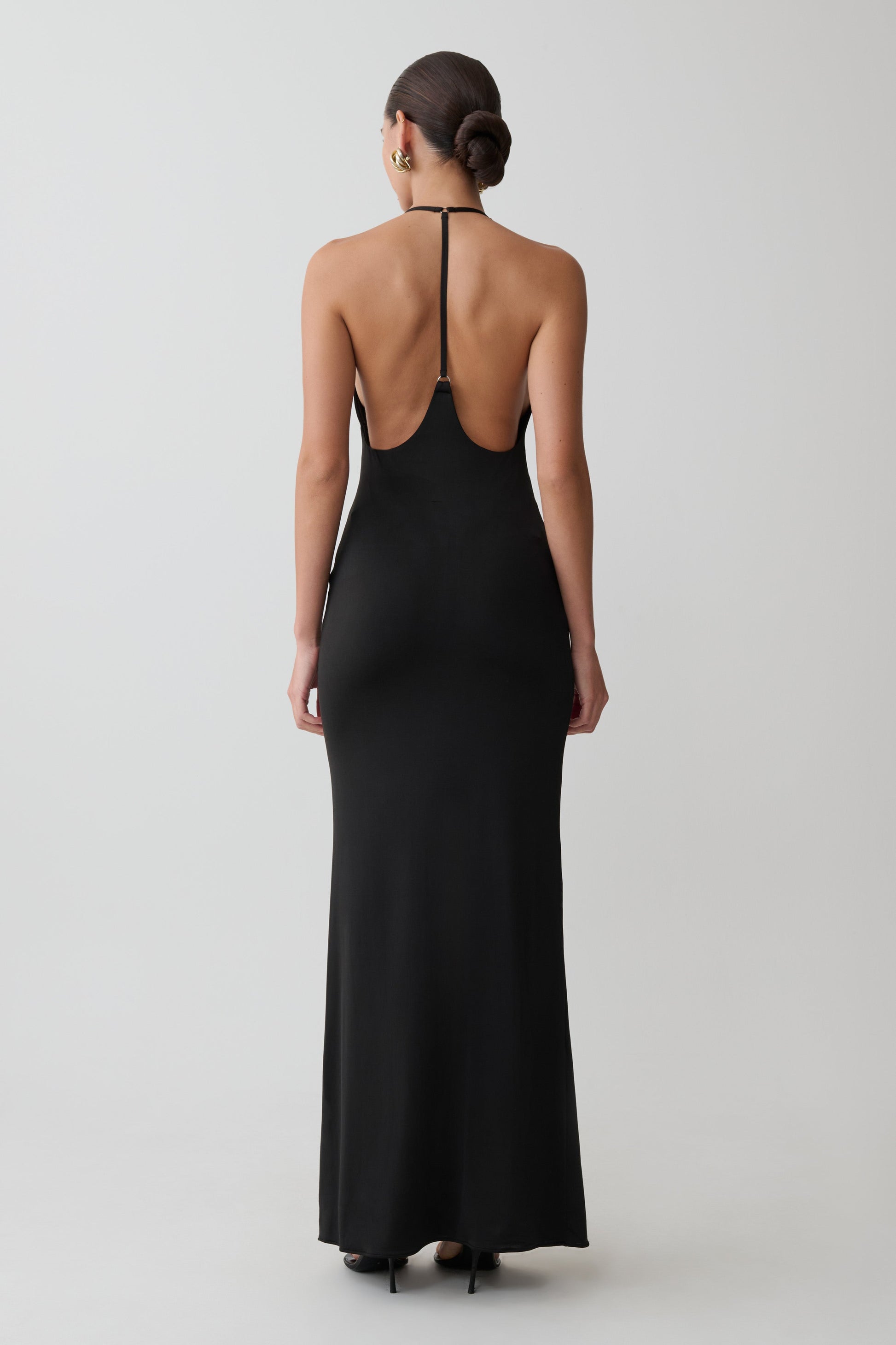 Hana Slinky Plunge Maxi Dress - Black #2