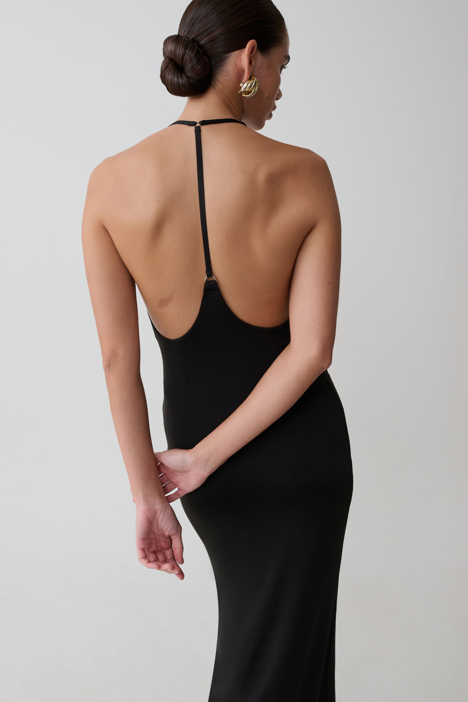 Hana Slinky Plunge Maxi Dress - Black #6