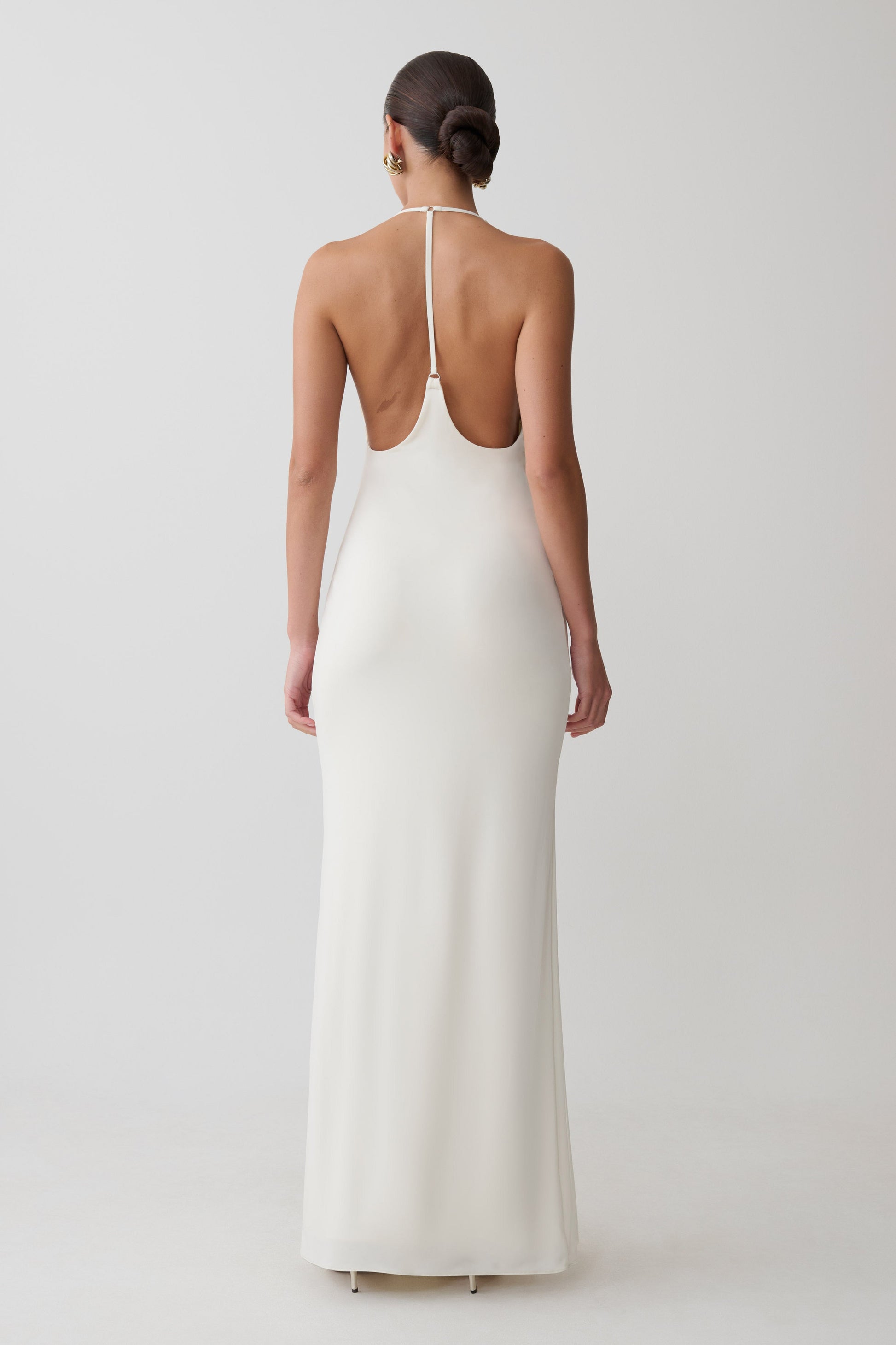 Hana Slinky Plunge Maxi Dress - Ivory #2