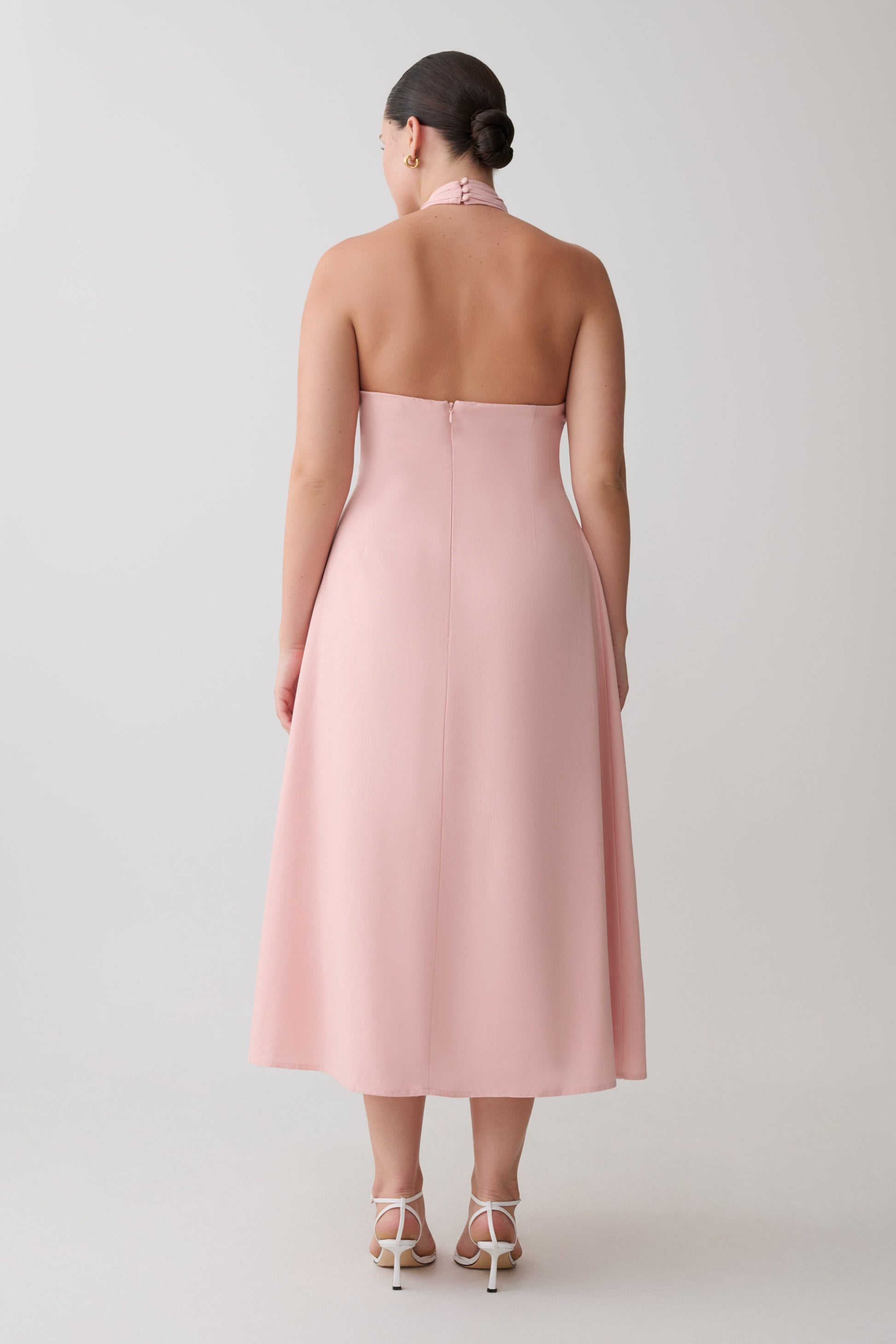 Rosie Linen Halter Midi Dress - Pink #6