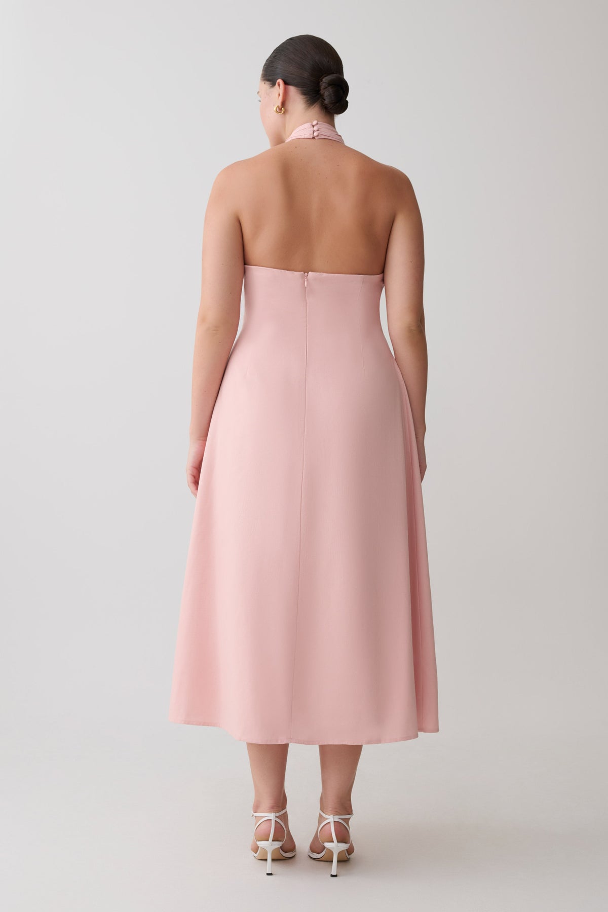 Rosie Linen Halter Midi Dress - Pink #6