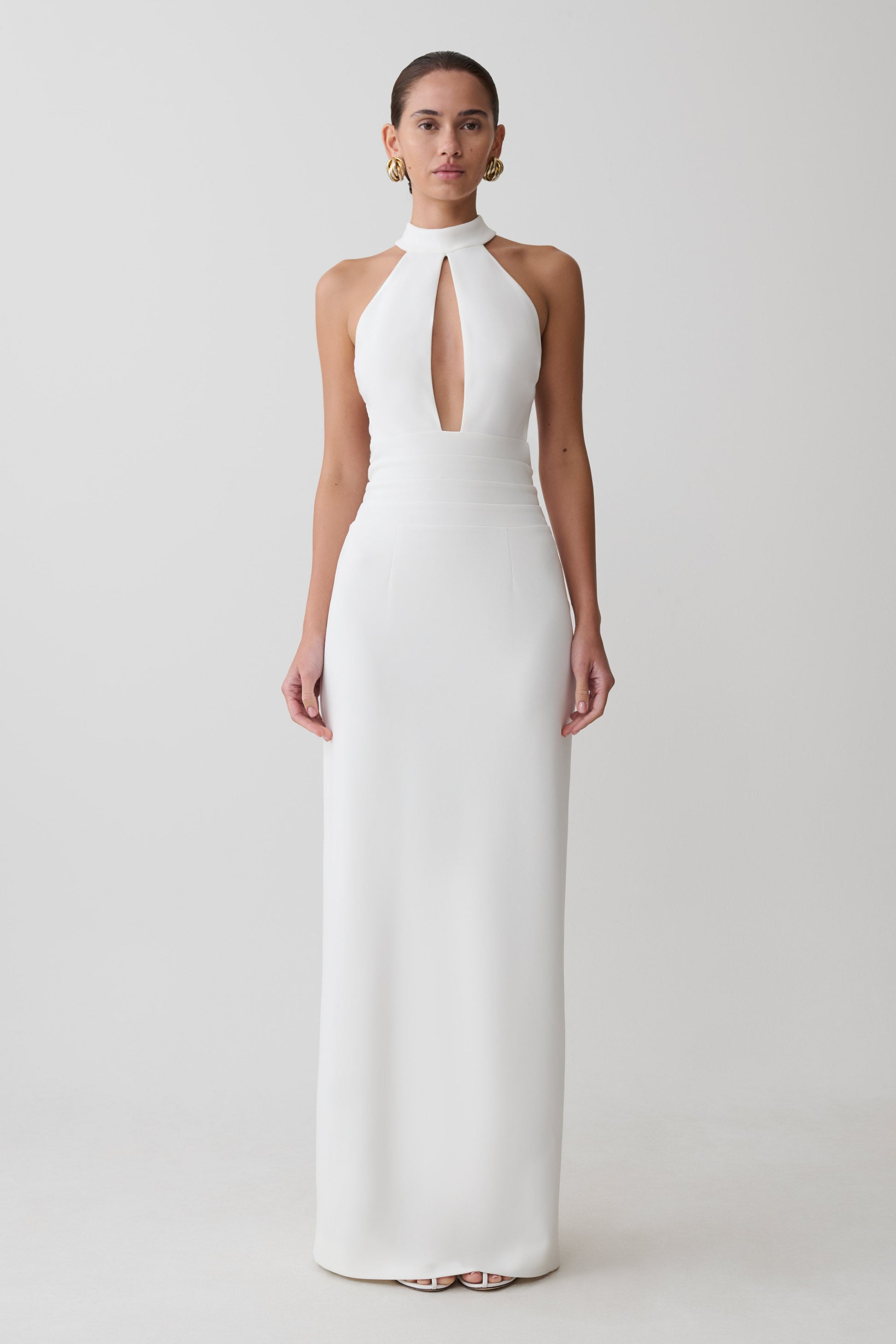 Elan Stretch Crepe Maxi Dress - White #5