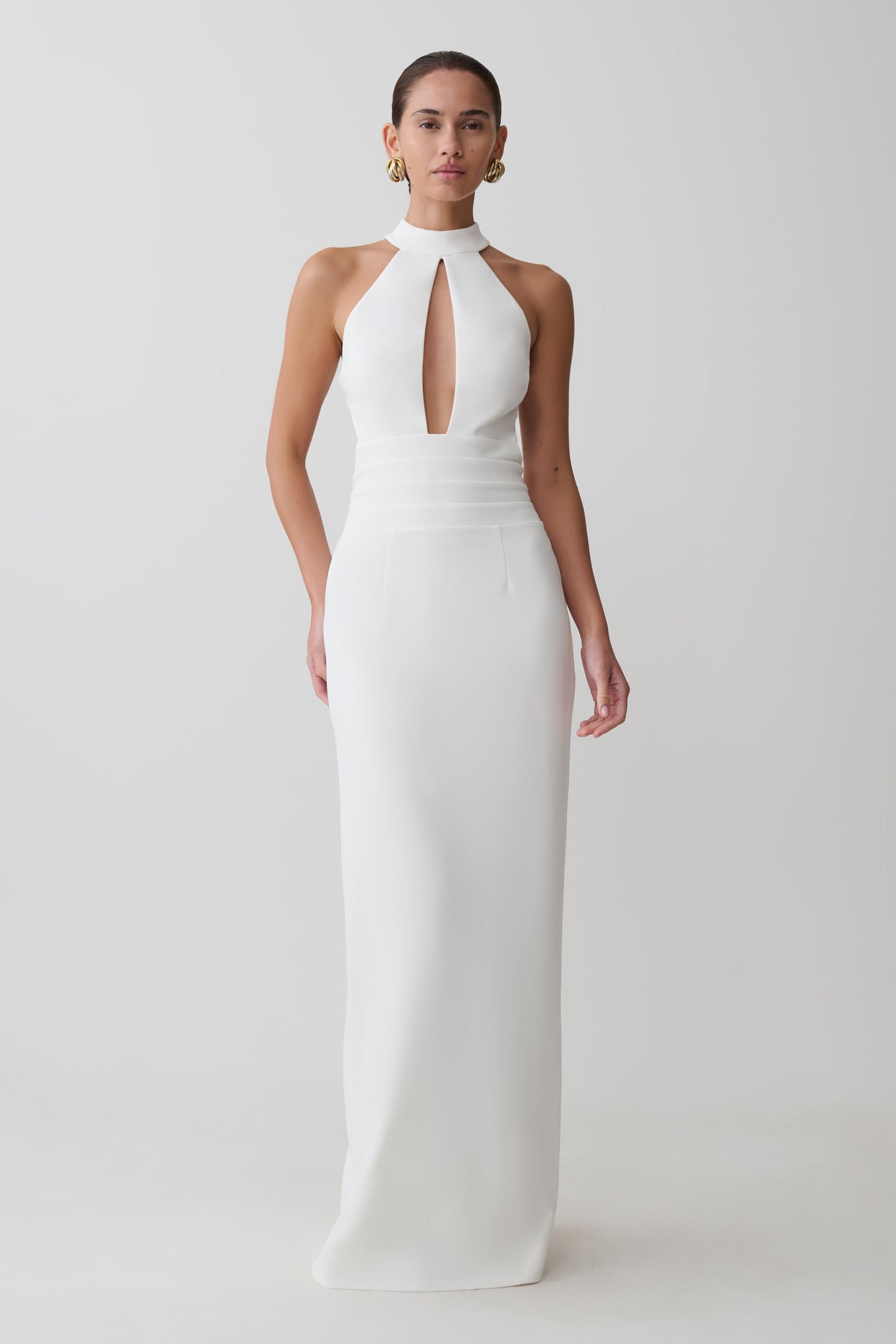 Elan Stretch Crepe Maxi Dress - White