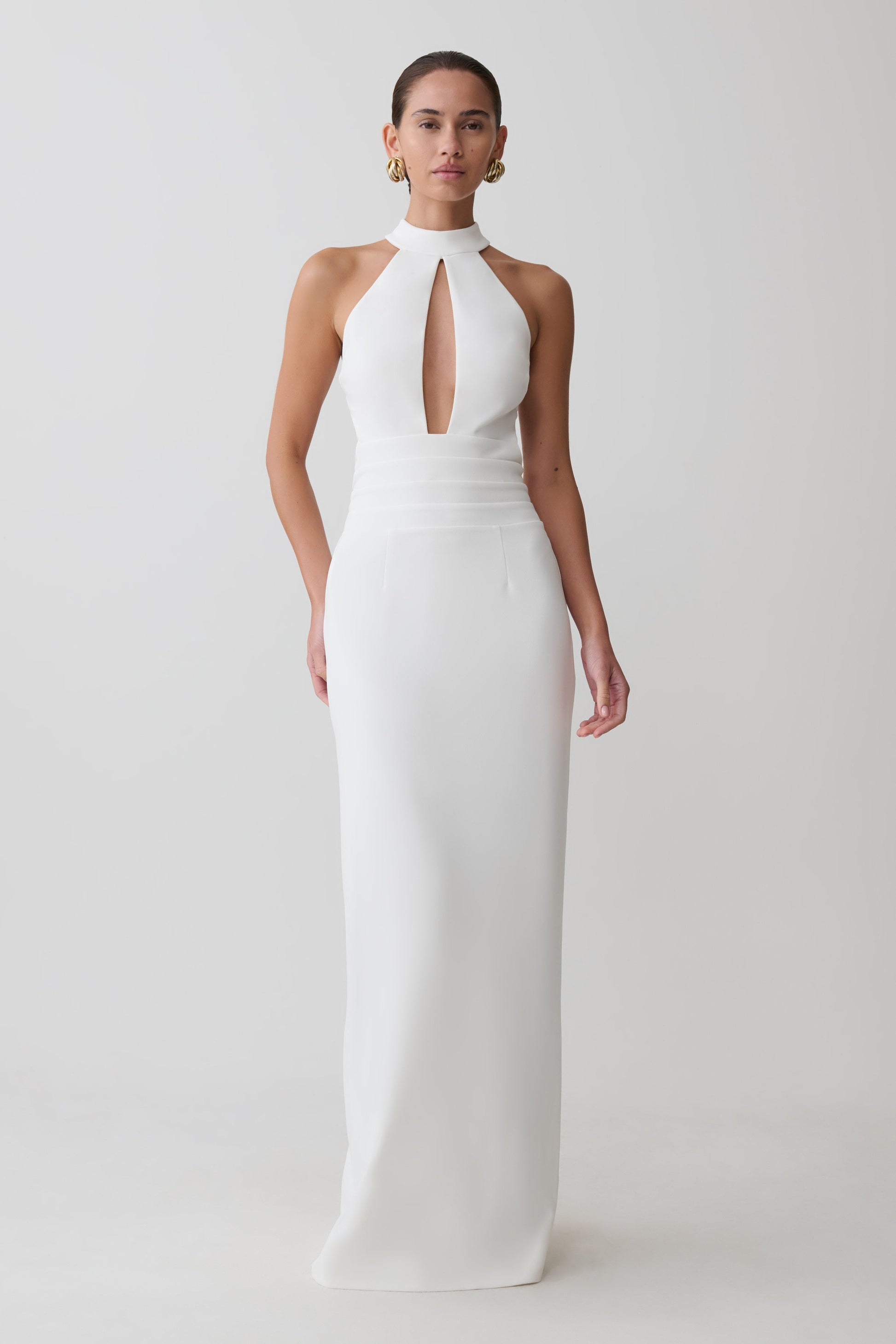 Elan Stretch Crepe Maxi Dress - White #3