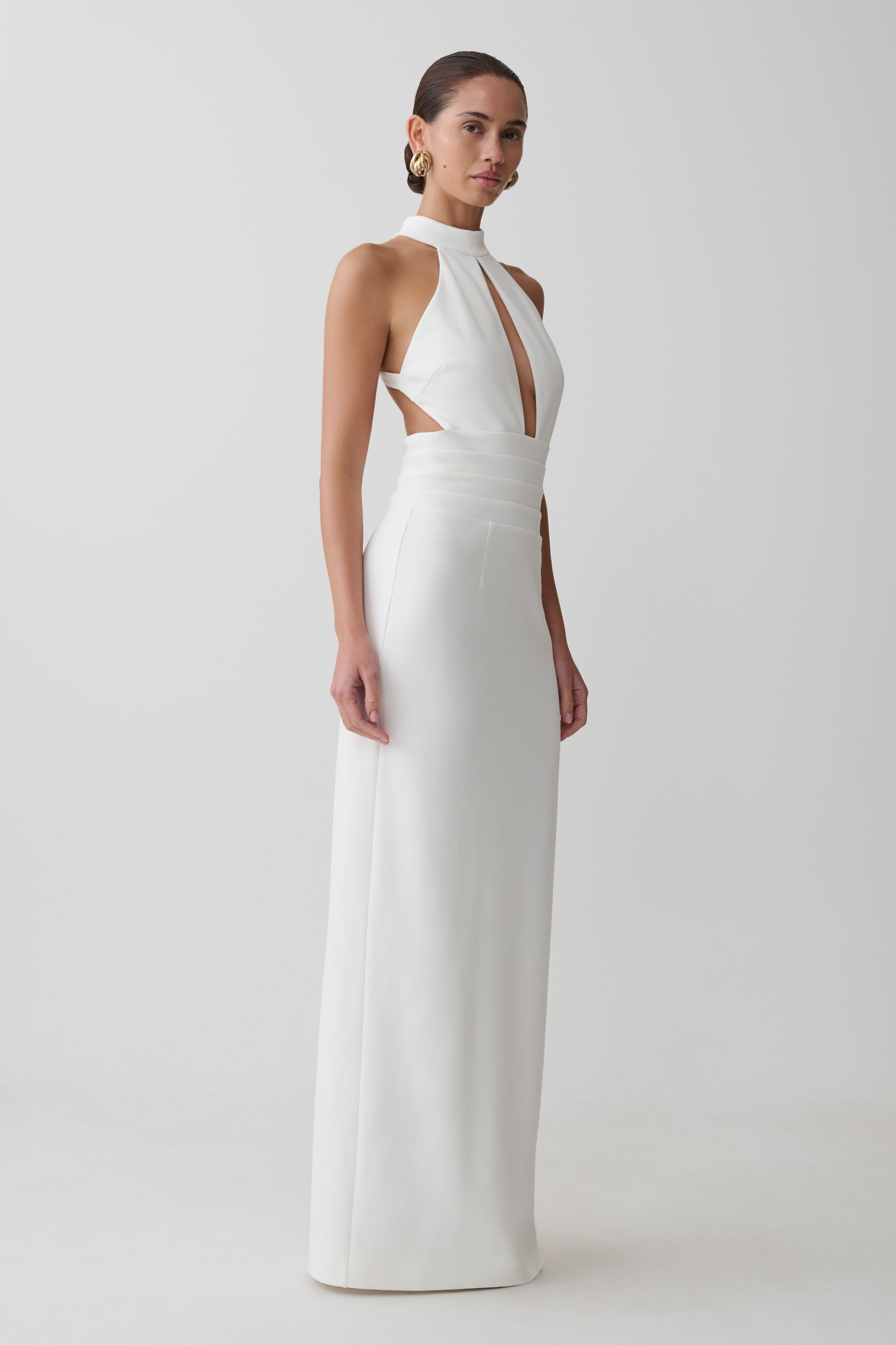 Elan Stretch Crepe Maxi Dress - White #4