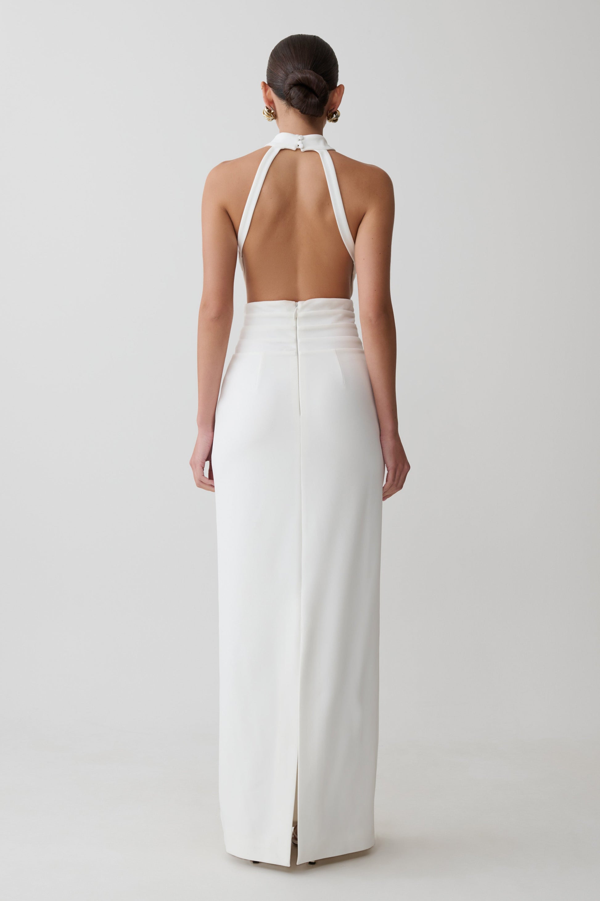 Elan Stretch Crepe Maxi Dress - White #2