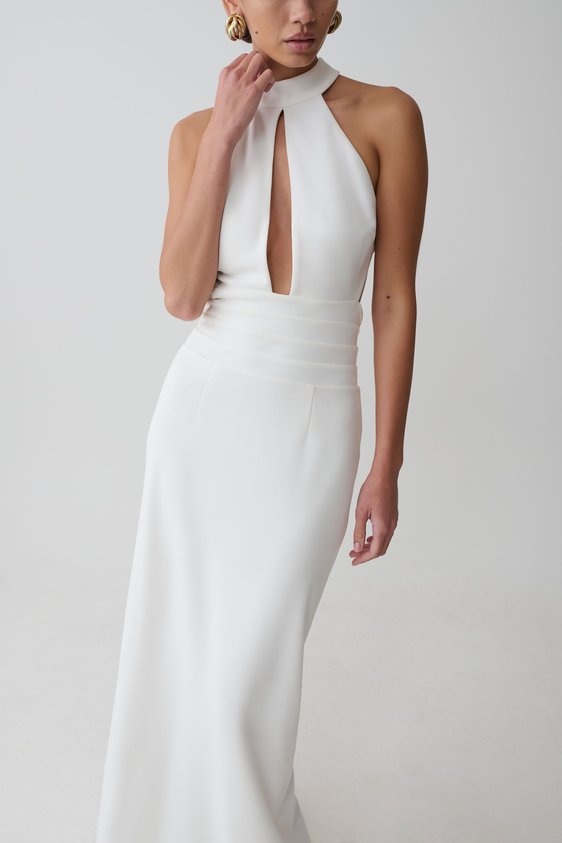 Elan Stretch Crepe Maxi Dress - White #6
