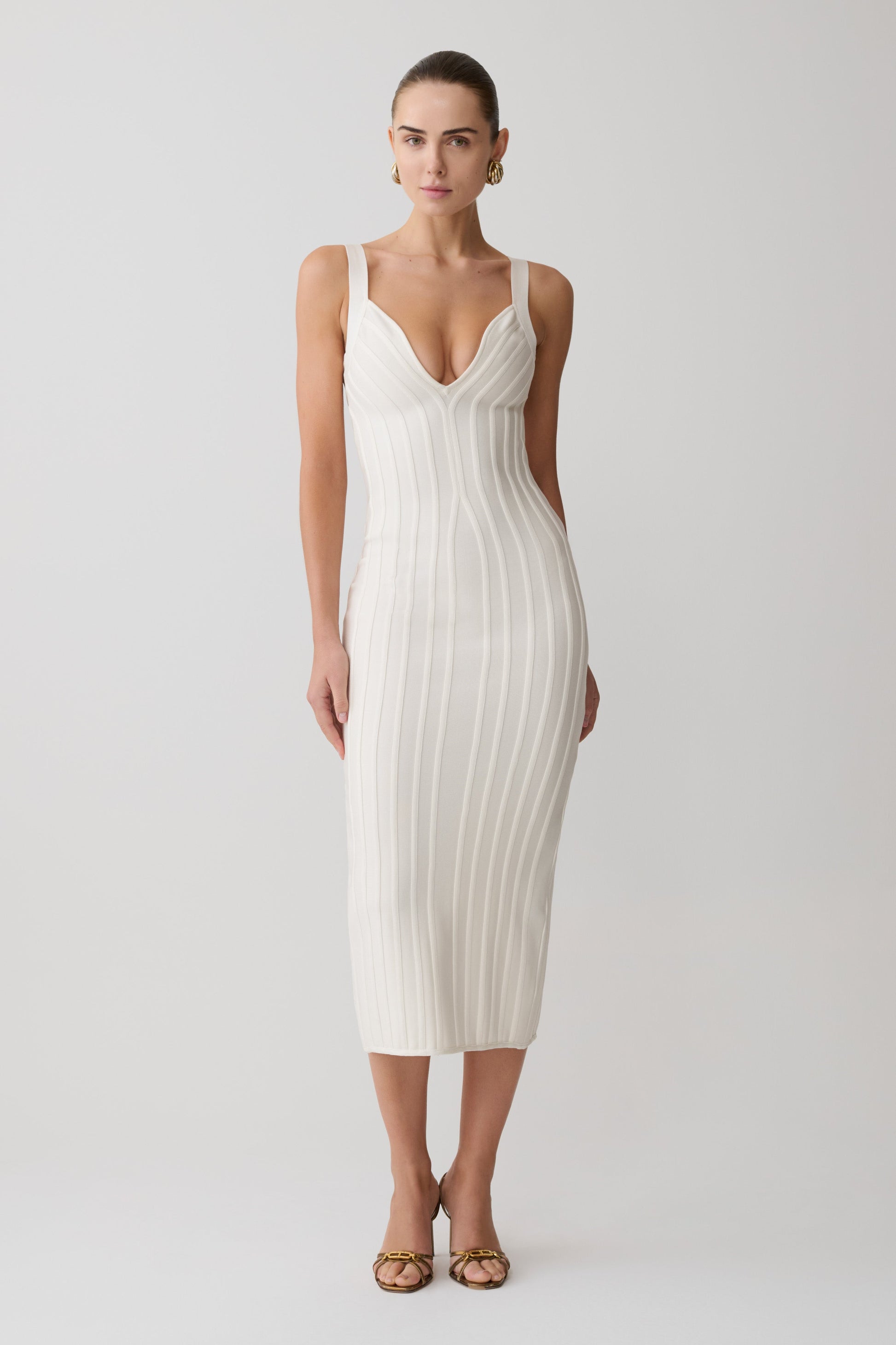 Gia Bandage Knit Midi Dress - Ivory #9