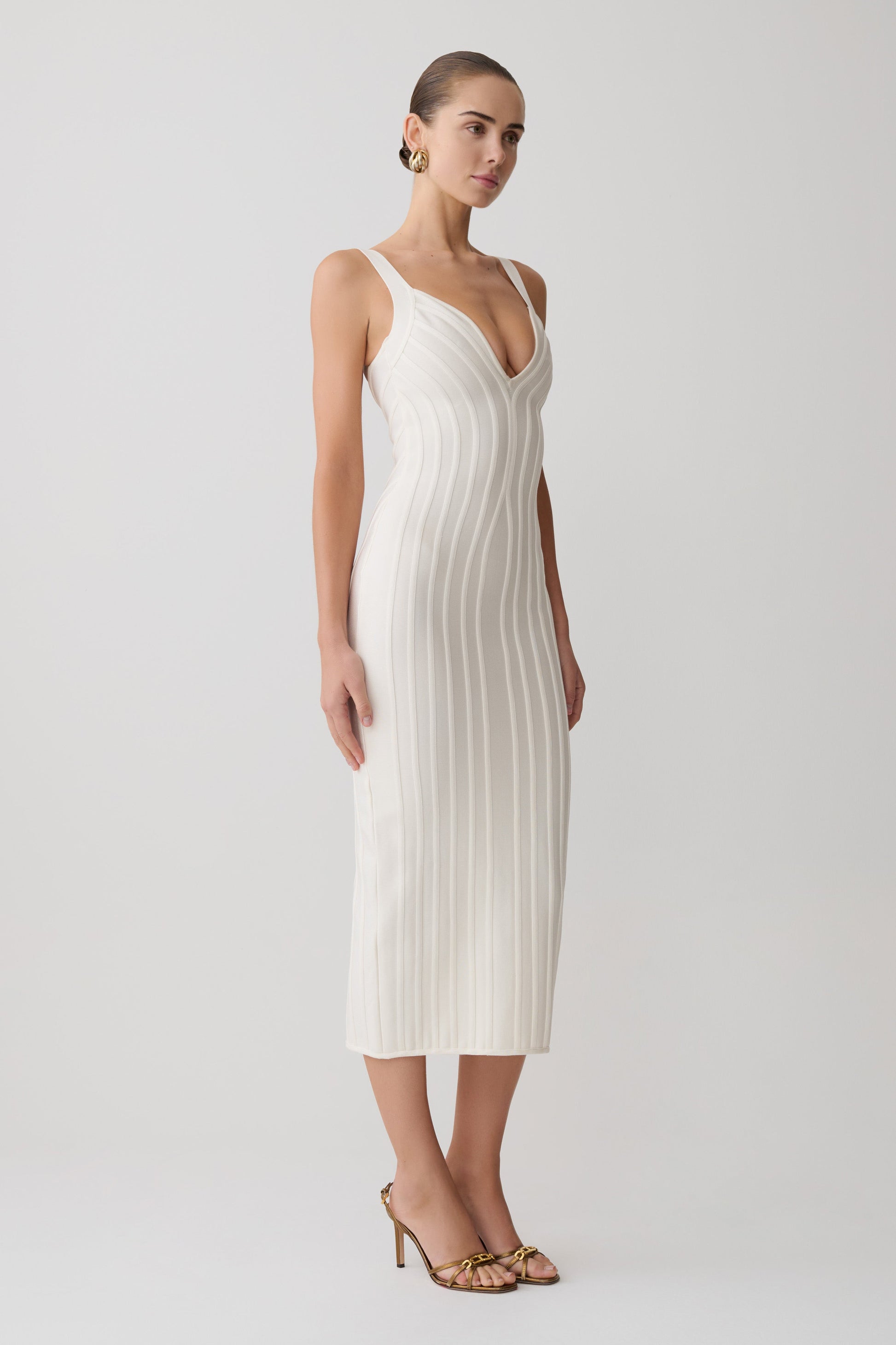 Gia Bandage Knit Midi Dress - Ivory #2