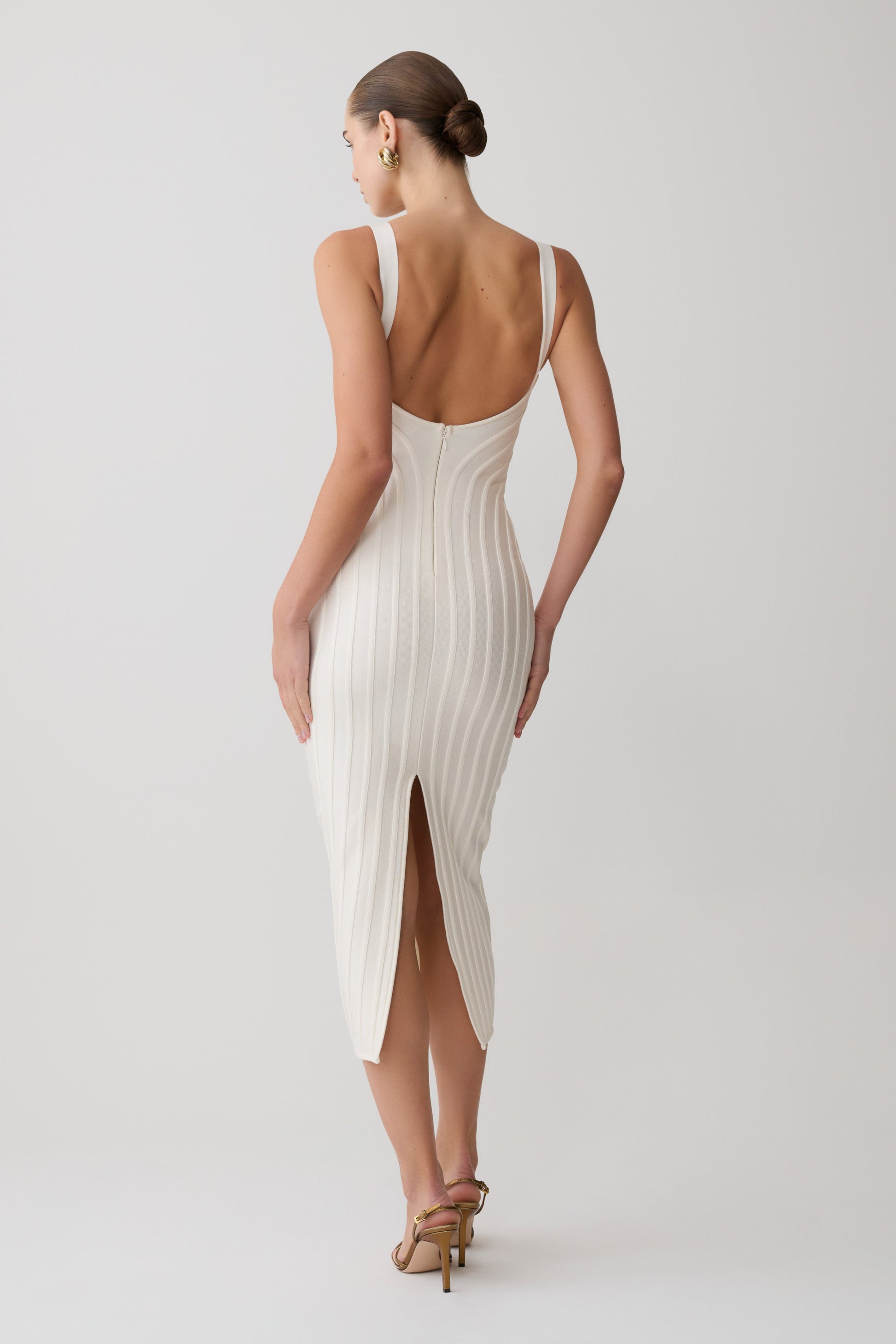 Gia Bandage Knit Midi Dress - Ivory #6