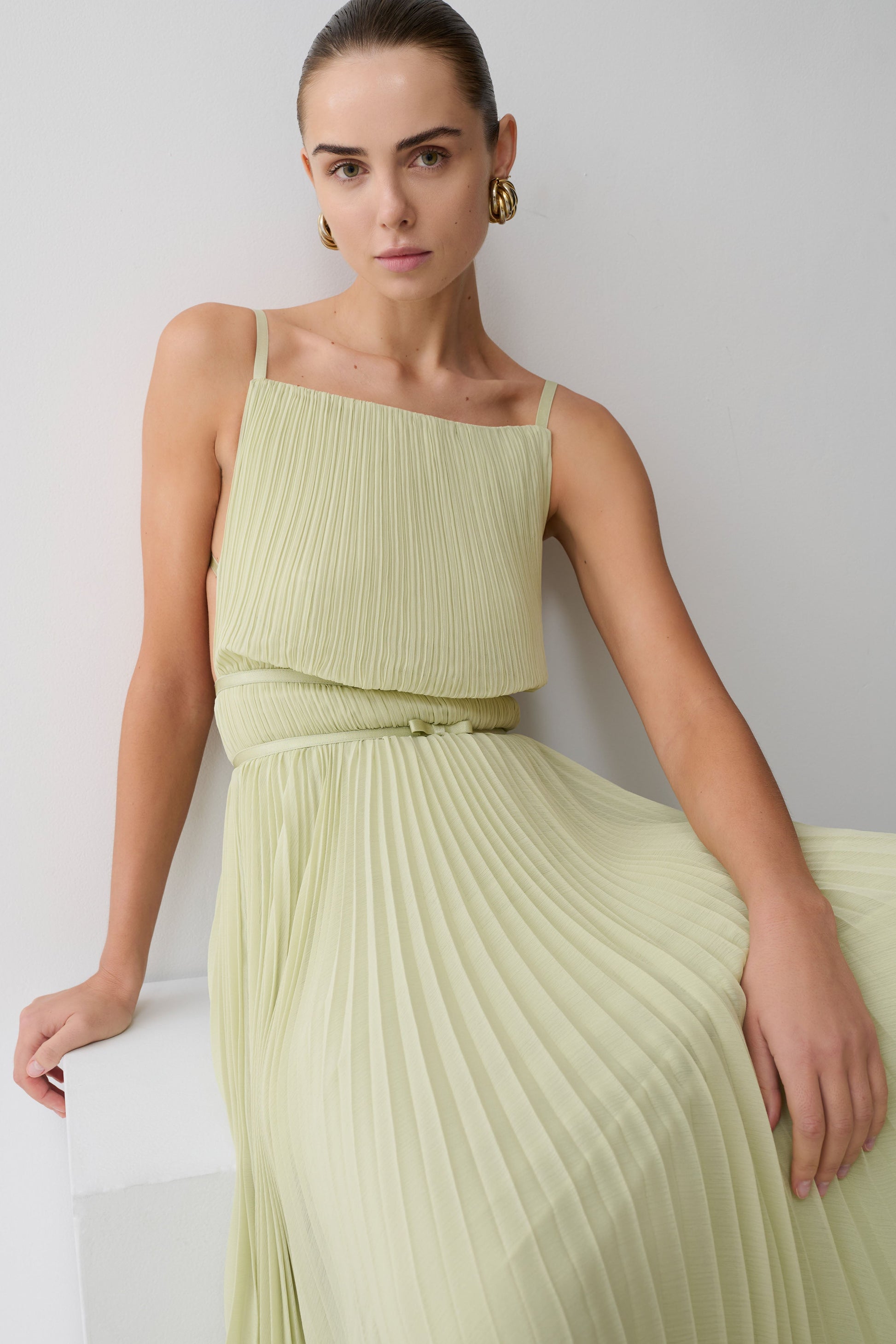 Clarisse Pleated Maxi Dress - Sage #10