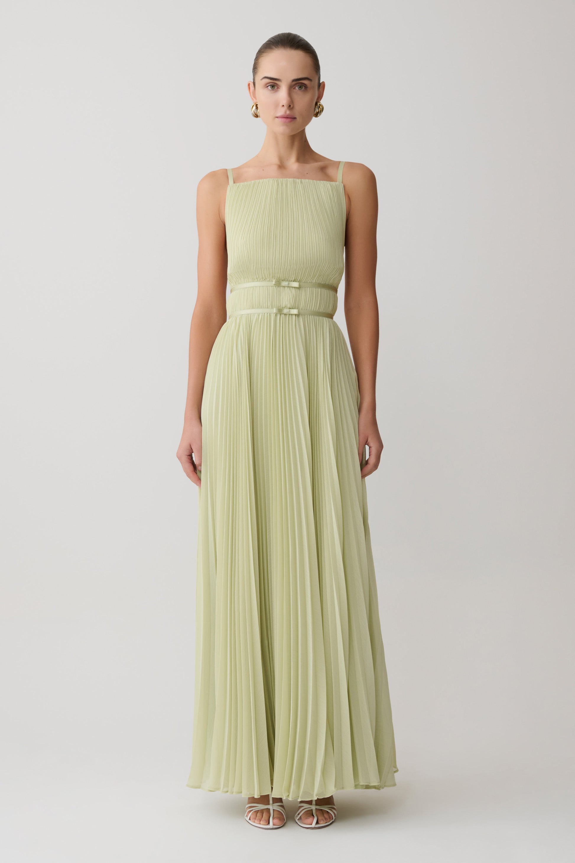Clarisse Pleated Maxi Dress - Sage #2