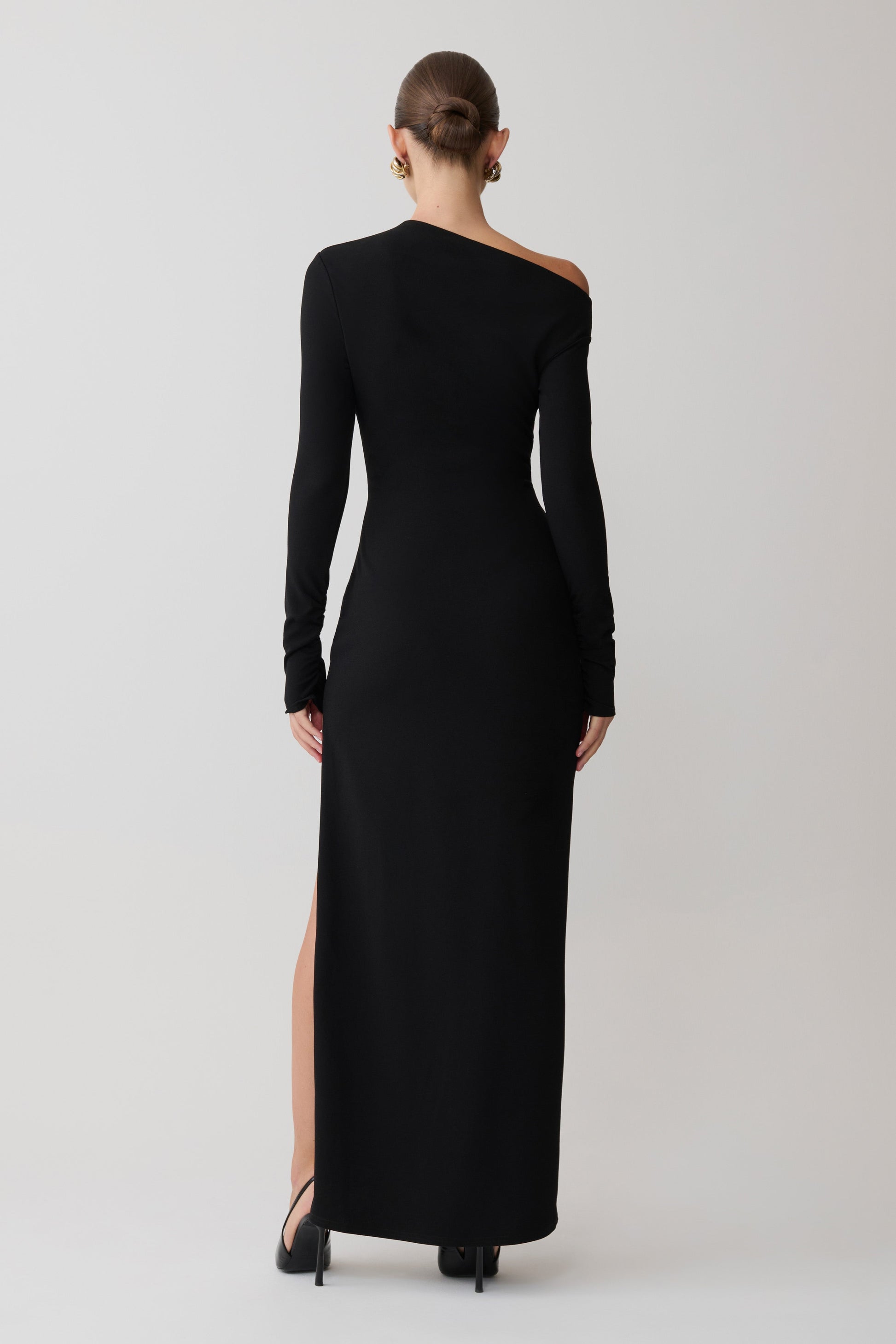 Thalyn Crepe Maxi Dress With Split - Black #2
