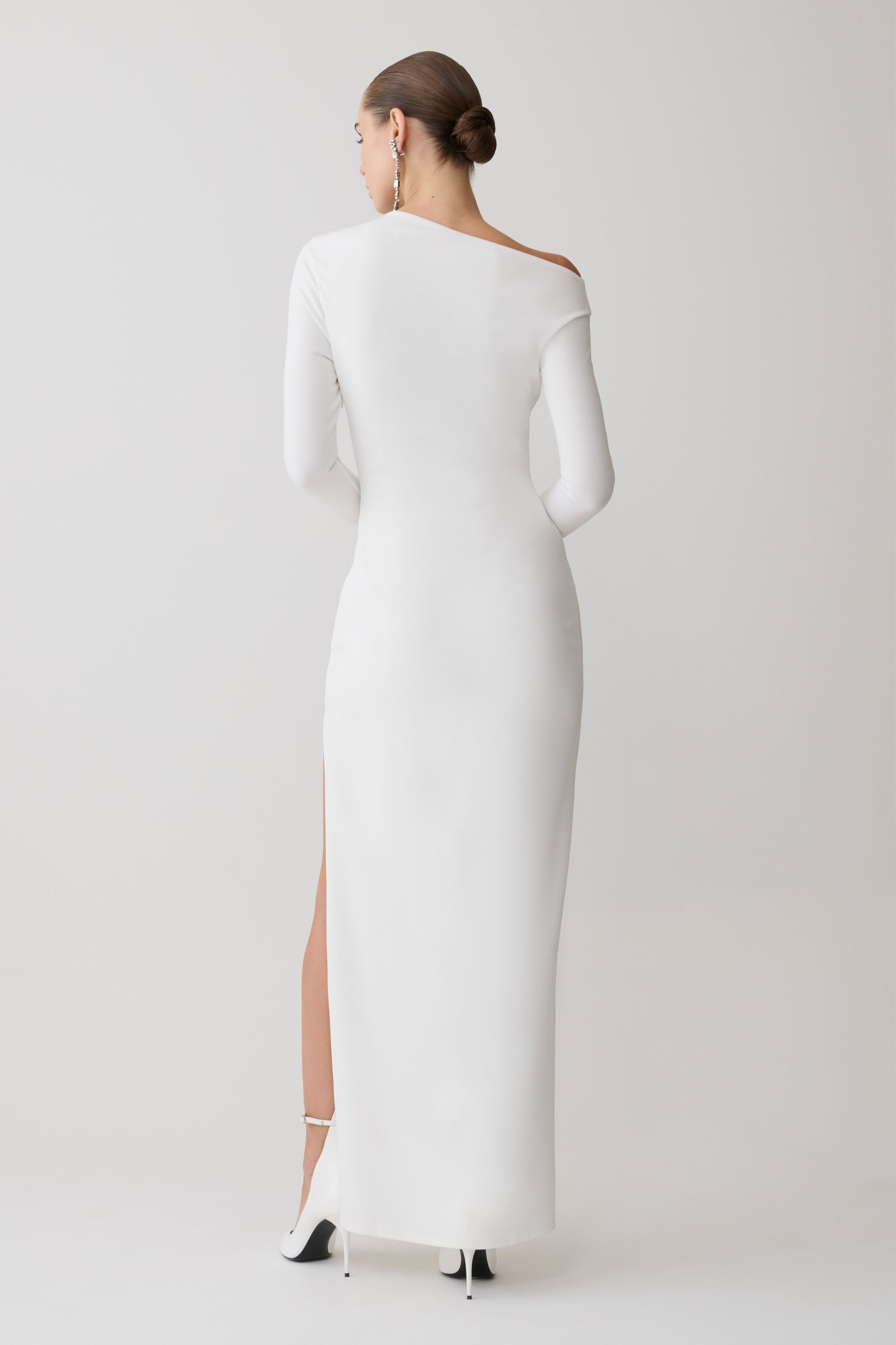 Thalyn Crepe Maxi Dress With Split - White #2