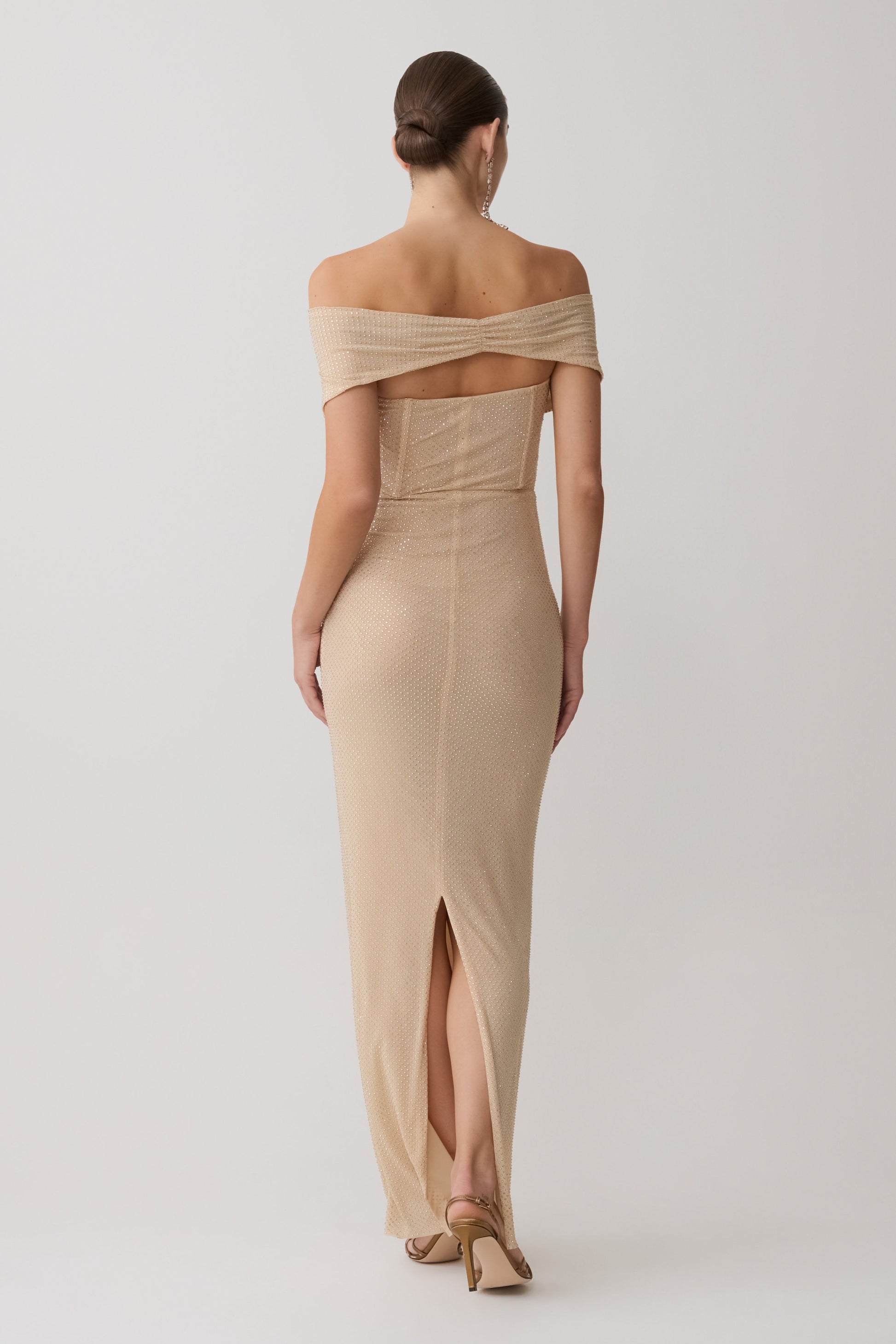 Phi Multi-Wear Cowl Diamante Maxi Dress - Gold #7