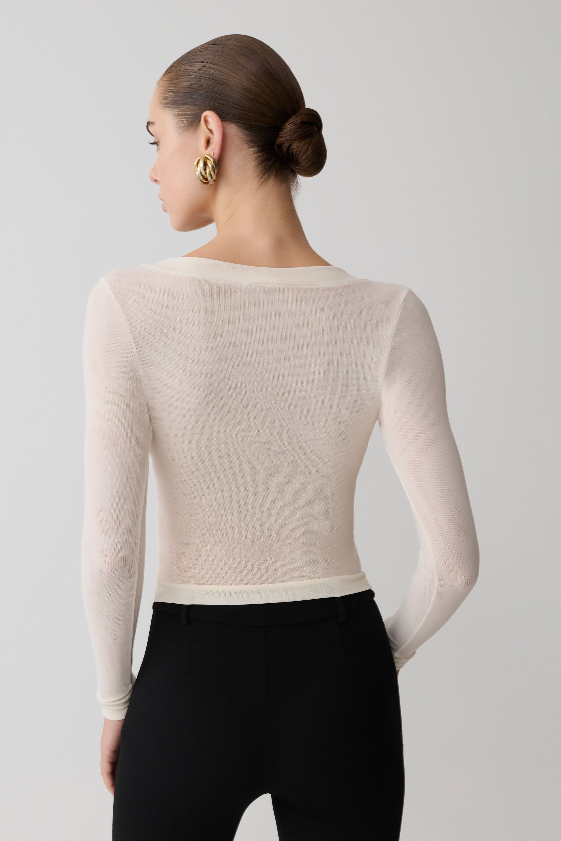 Lumi Long Sleeve Mesh Top - Bone #2