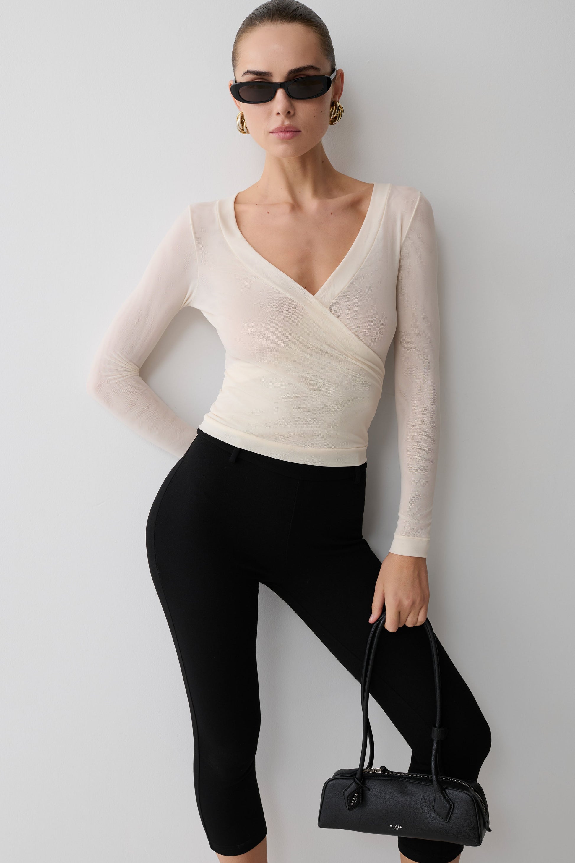 Lumi Long Sleeve Mesh Top - Bone #10