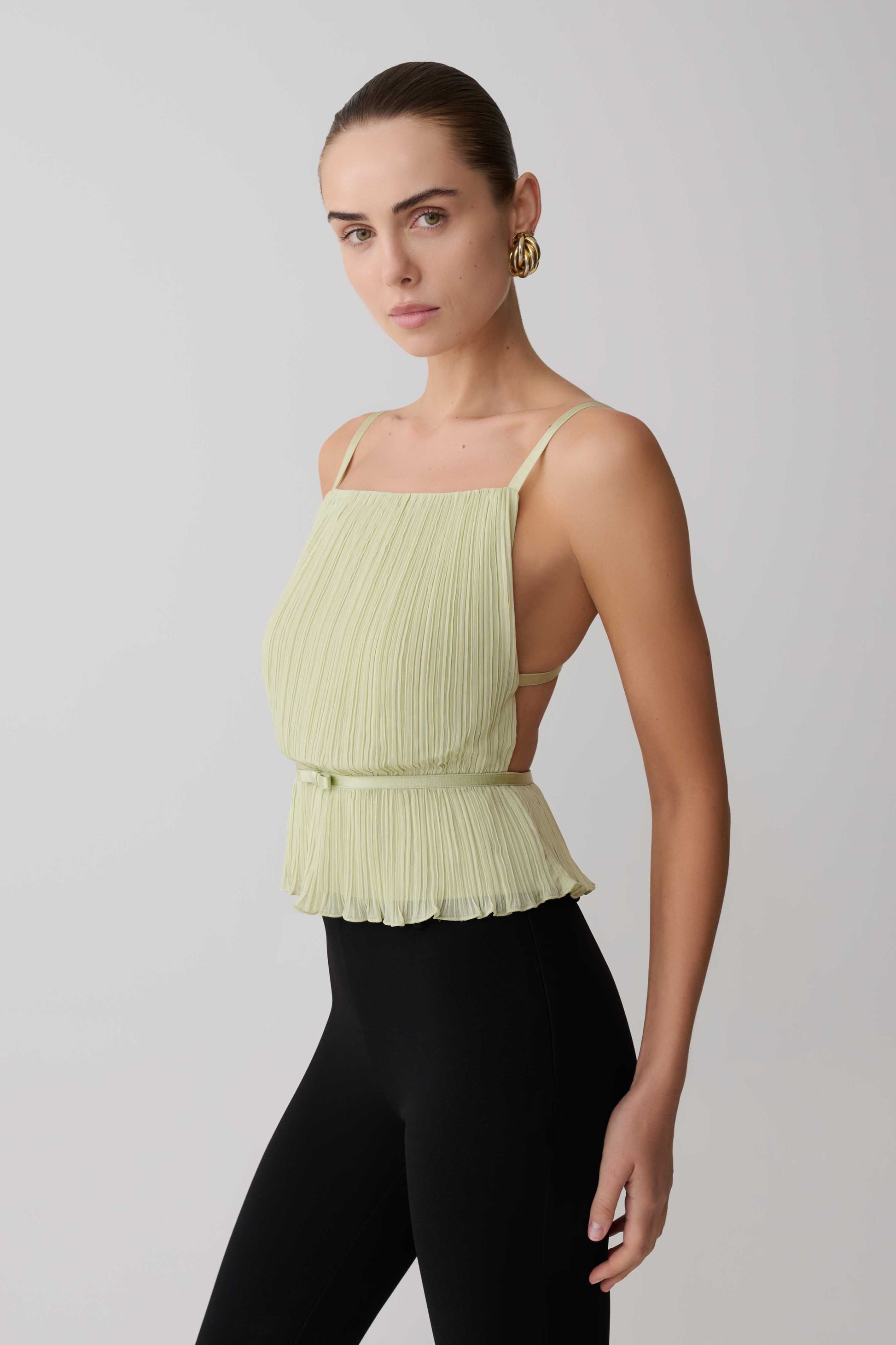 Lilou Pleated Sleeveless Top - Sage #4